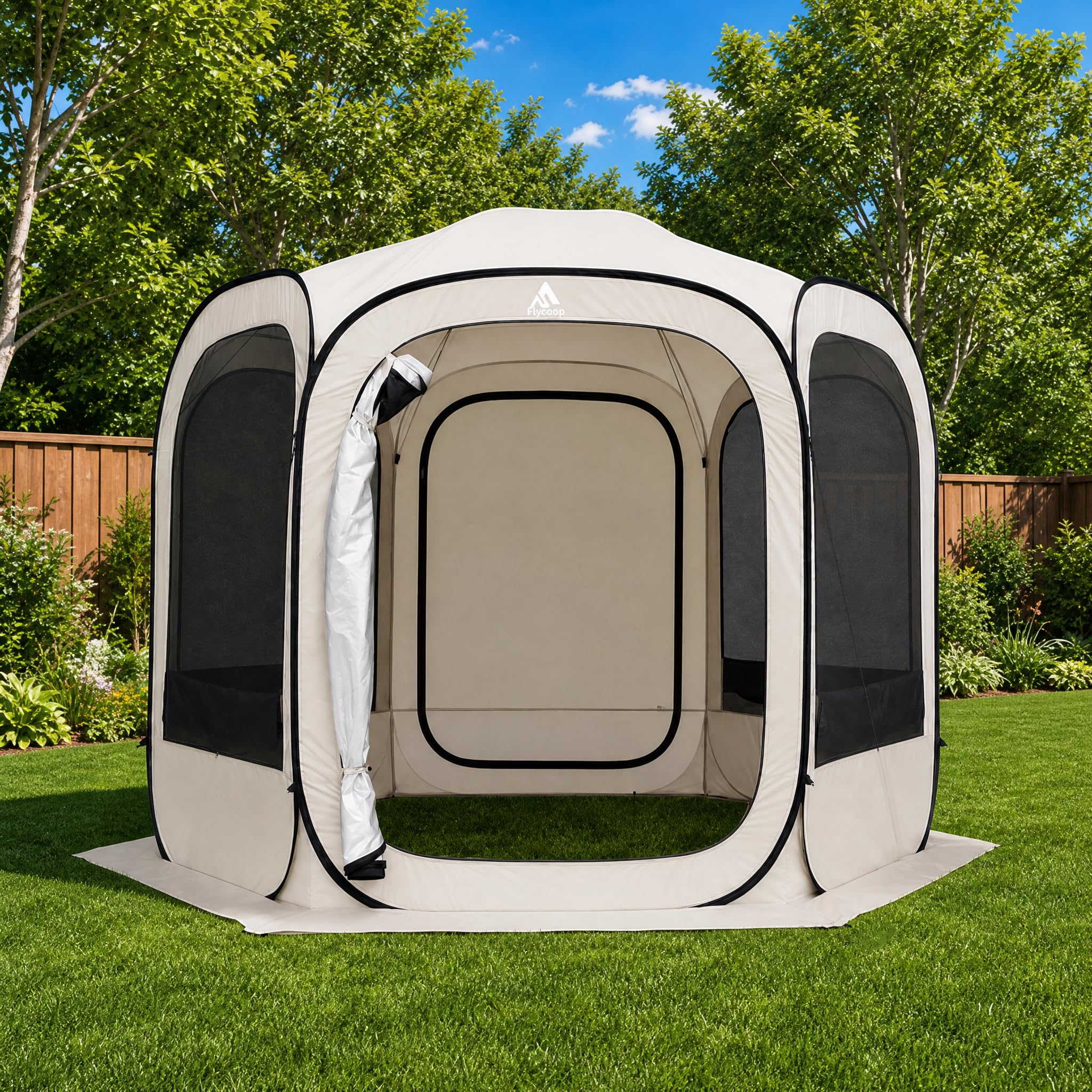 View 1 of 10x10ft Large Screen House Tent with Convertible Shade Panels, Outdoor Mosquito Shelter for Patio Backyard Camping Picnic, Ventilated Gazebo Tent with Stakes & Guy Ropes