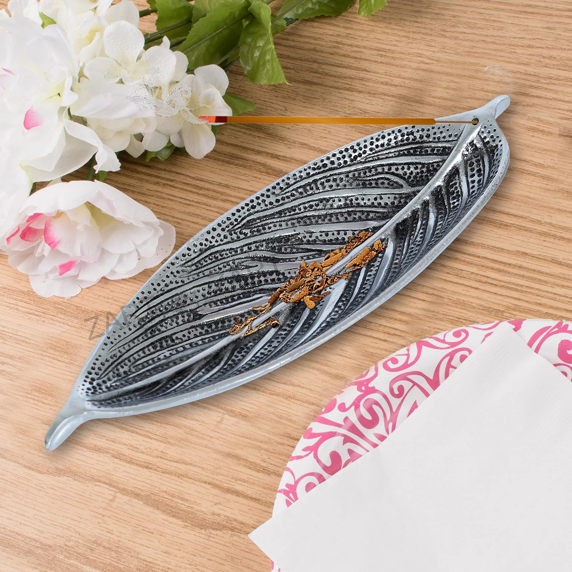 Zart Incense Stick Holder/agarbatti Stand (9 x 3 x 2 inch, Silver Color, oxidised Aluminium)