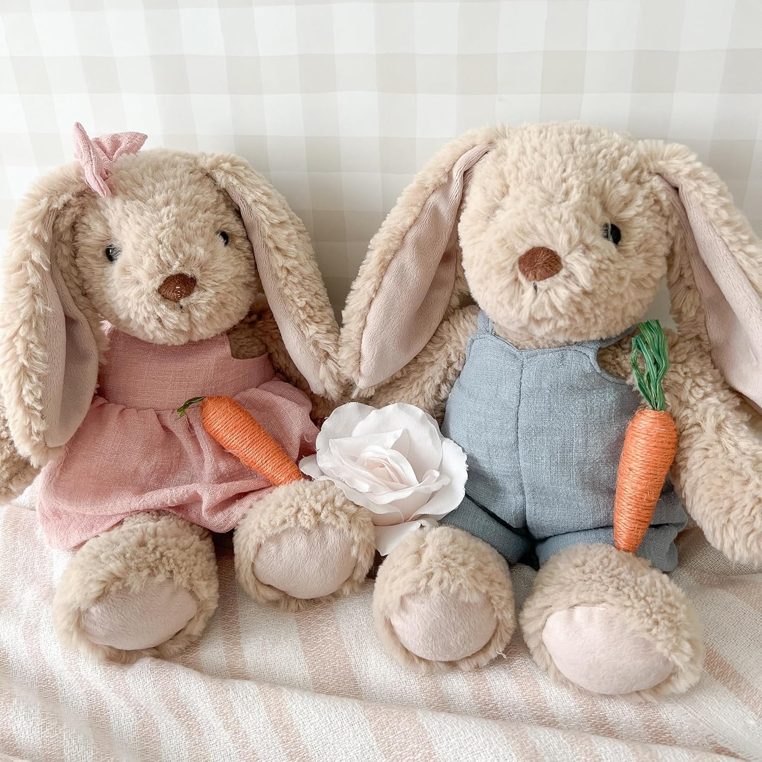 MON AMI Bettie Bunny Stuffed Animal for Toddlers | 12 Inch Soft Rabbit Plush Toy in Pink Dress with Bow | Cuddly Easter Bunny Plushie, Nursery Room Decor, Easter Basket Stuffer, Sweet Gift for Kids
