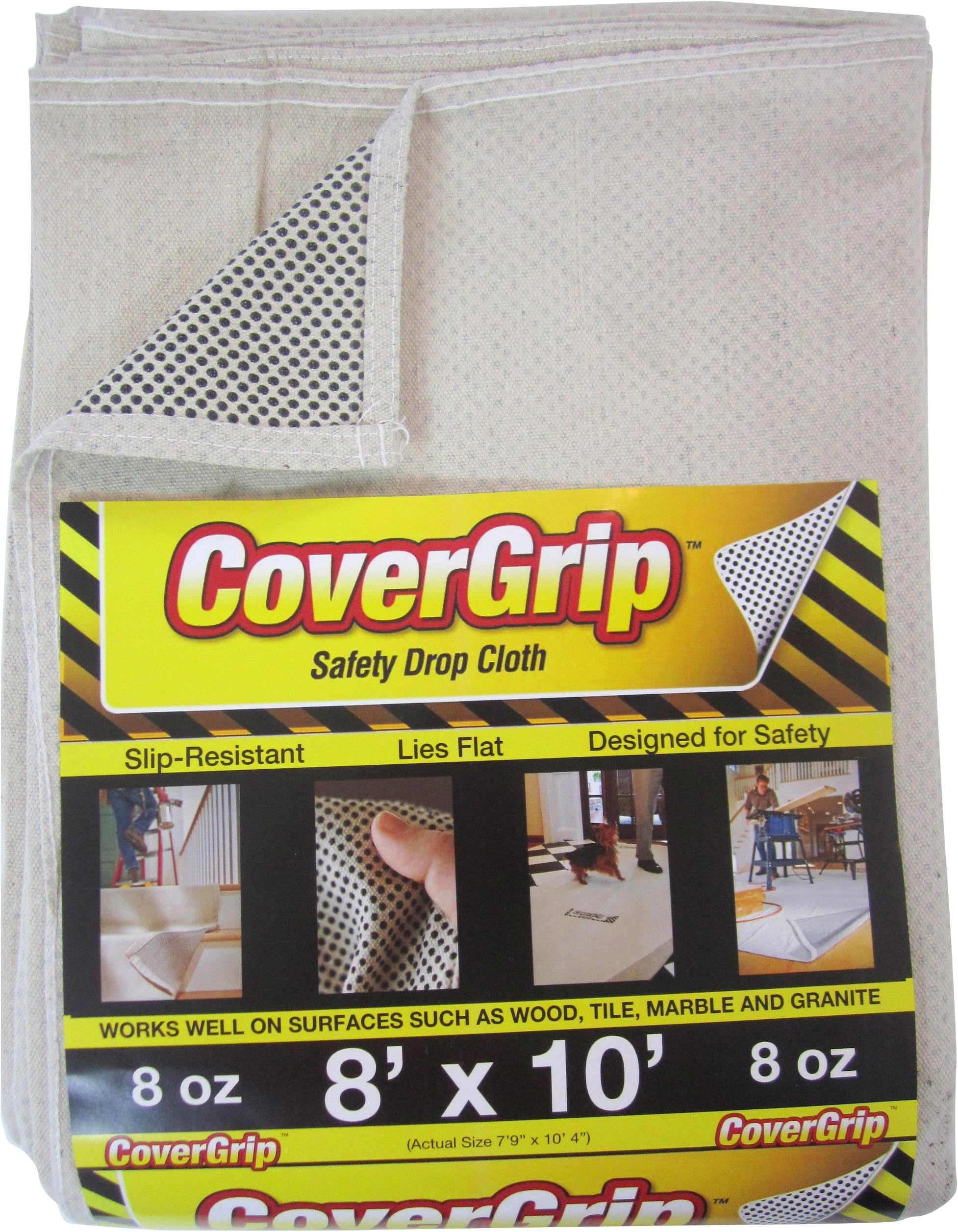 8 oz Canvas Safety Drop Cloth, 8' x 10', Off White