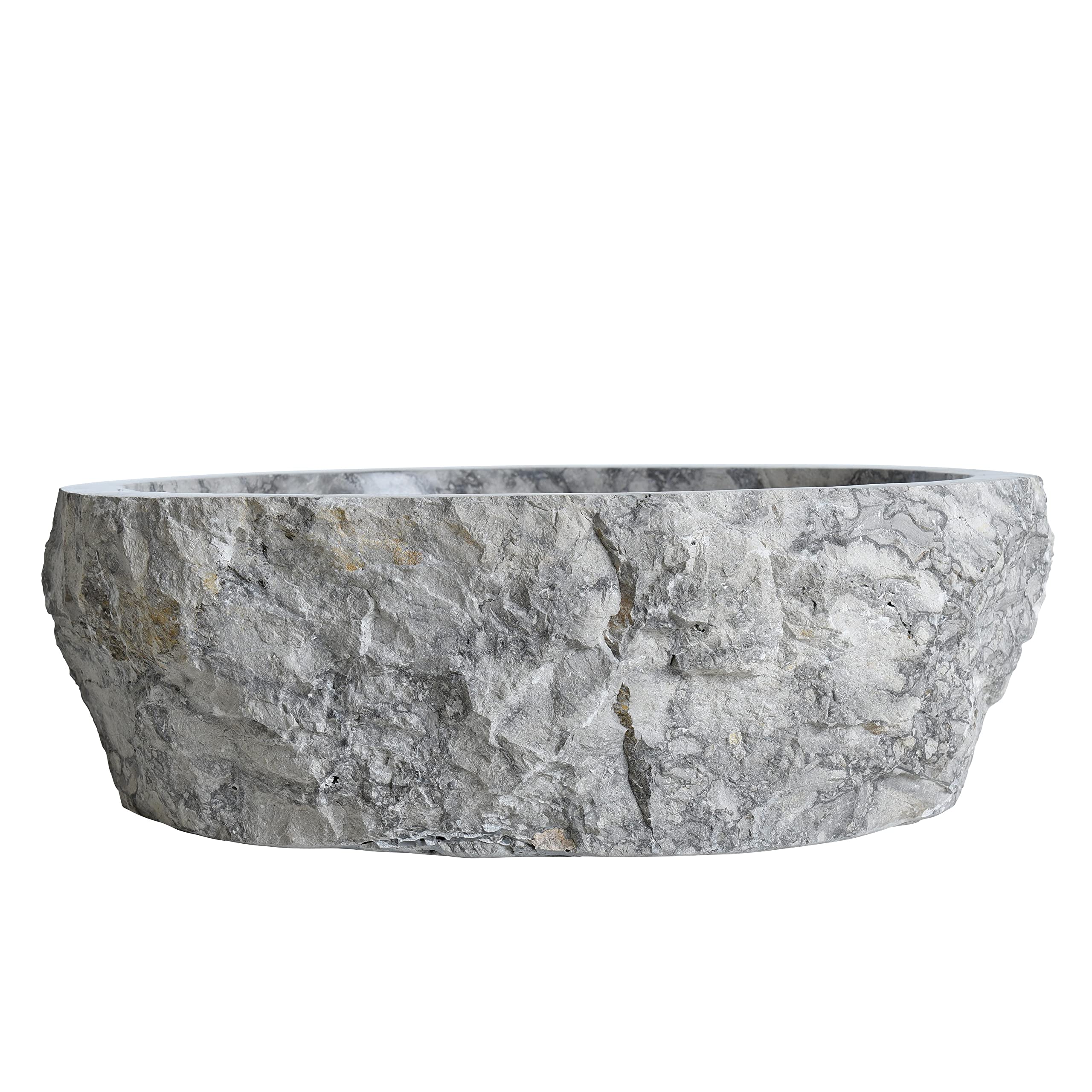 ESTEXO Umywalka marmur kamień naturalny umywalka ok. Ø 38-40 cm x 15 cm umywalka umywalka umywalka kamienna umywalka szara