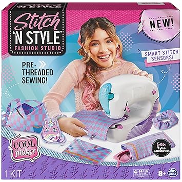 Cool Maker, Stitch - ?N Style Fashion Studio, Pre-Threaded Sewing Machine Toy with Fabric and Water Transfer Prints, Arts & Crafts Kids Toys for Girls