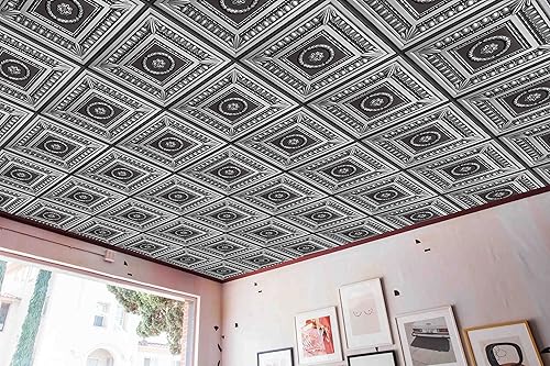 Miniatura 10 de Dundee Deco Rustic Botanical Antique Gold Glue Up or Lay in, PVC 3D Decorative Ceiling Panel, 2 ft X 2 ft (60cm X 60cm), 4 sq ft (0.37 sq m) Each,