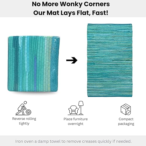 Miniatura 52 de Alfombra de trapo 100% algodón de 2 x 3 pies, lavable multicolor, alfombra Chindi tejida a mano y reversible para sala de estar, cocina, entrada