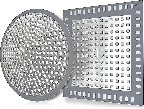 Cynn Select Shower Drain Hair Catcher,2Pcs,4.72'',Flat Drain Hair Catcher,Shower Drain Cover/Filter, Bathroom/Kitchen Sink Drain Strainer,Stainless Steel and TPE
