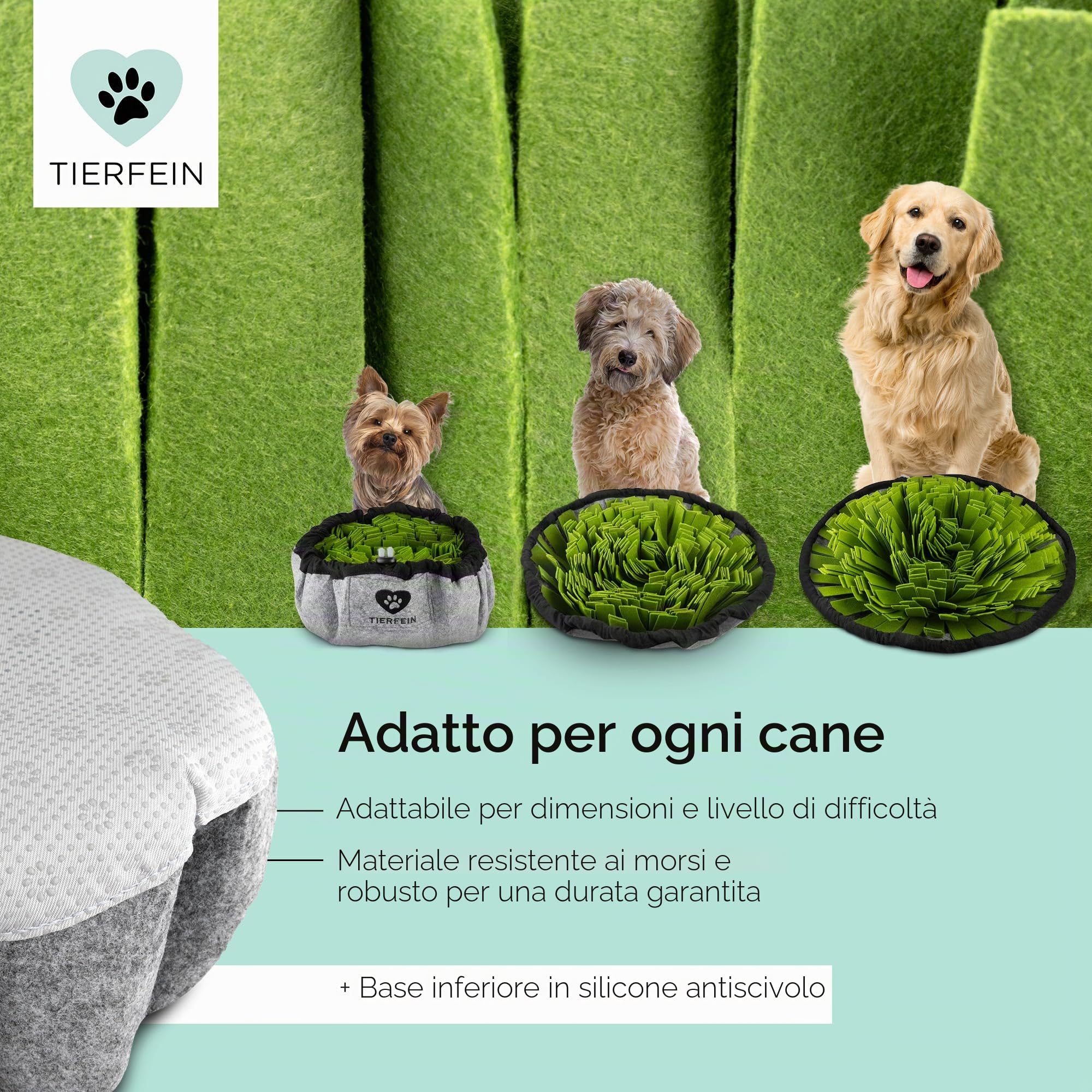 Tierfein Sniffing Rug Dog - Giocattolo intelligente per cani di piccola e grande taglia, lavabile e regolabile, giocattolo per cuccioli e addestramento intelligente per cani