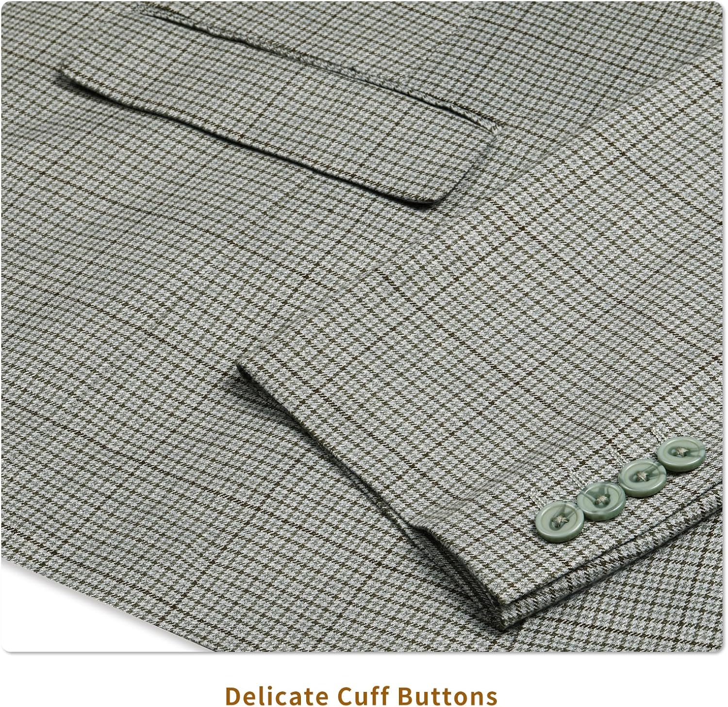 Men's Blazer Classic Fit Houndstooth Plaid Sport Coat Lightweight Two Button Stylish Suit Jacket