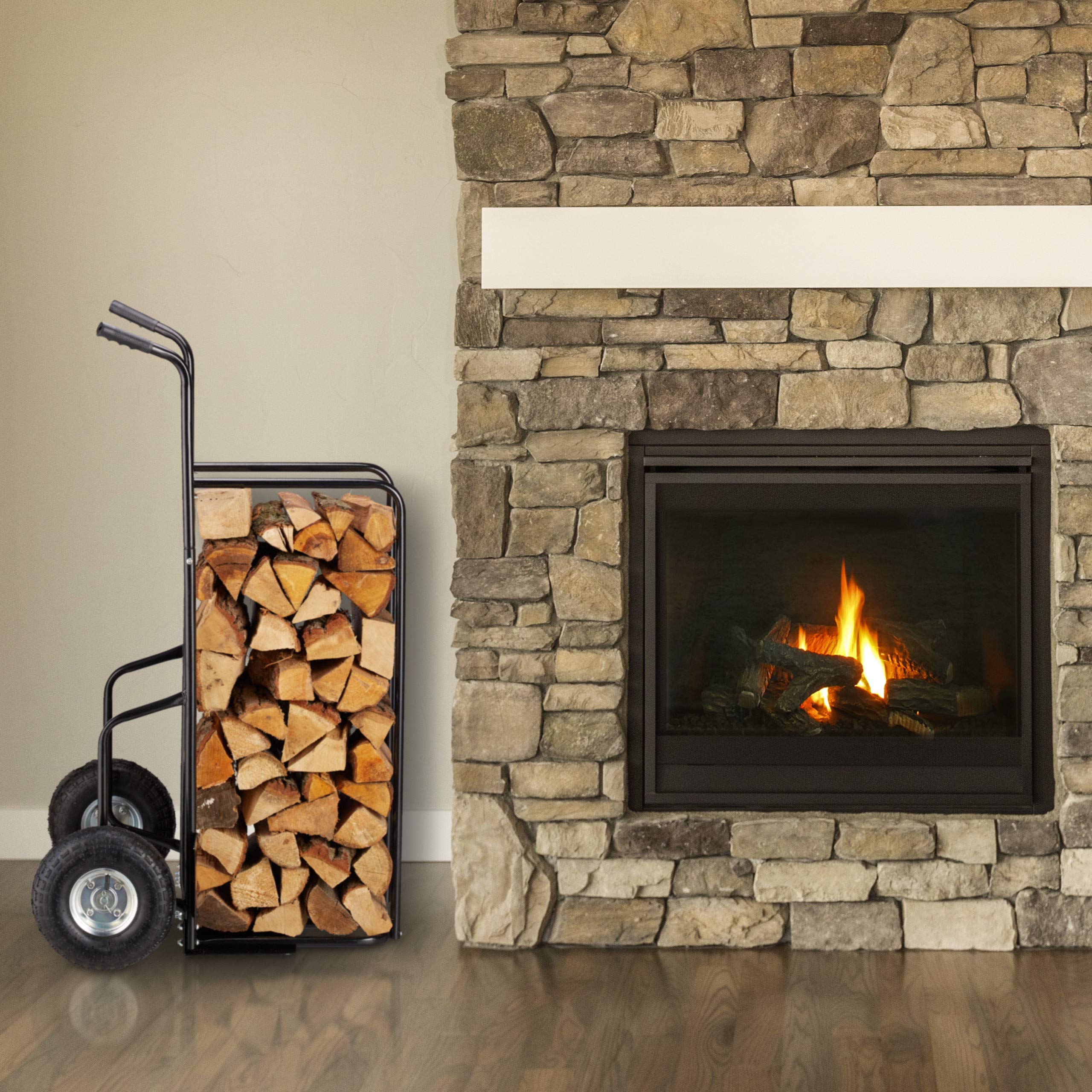 Image secondaire de Chariot à Bûches XL Relaxdays en Métal Noir avec Roues, Capacité 200kg