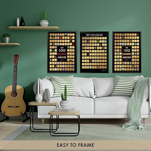 Miniatura 6 de Set de regalo 3 en 1 – Top 100 películas raspadas, horrores, carteles de comedia – Lista de verificación de cine esencial – Póster rayable definitivo