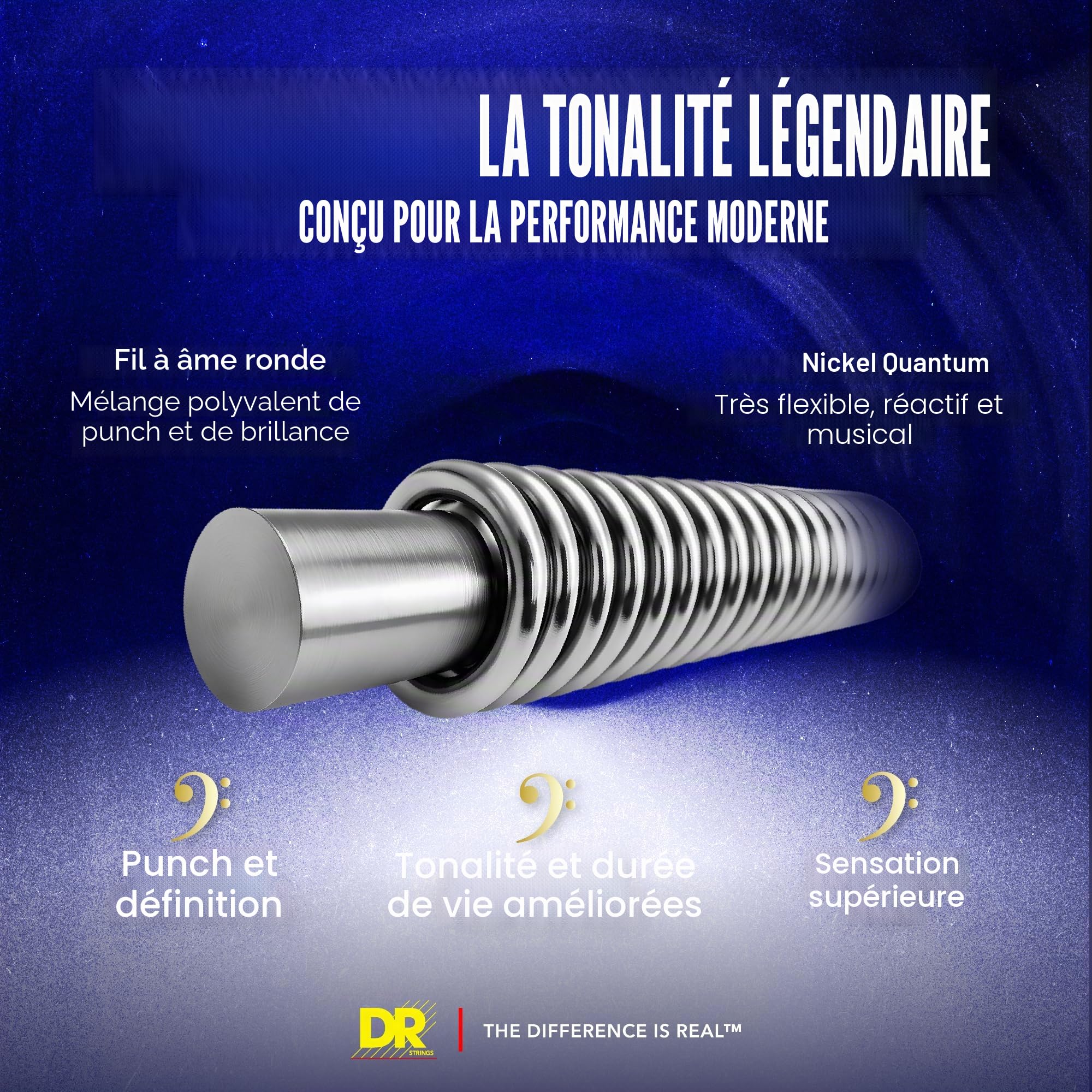 DR String PB-45 Pure Blues Jeu de cordes pour guitare basse