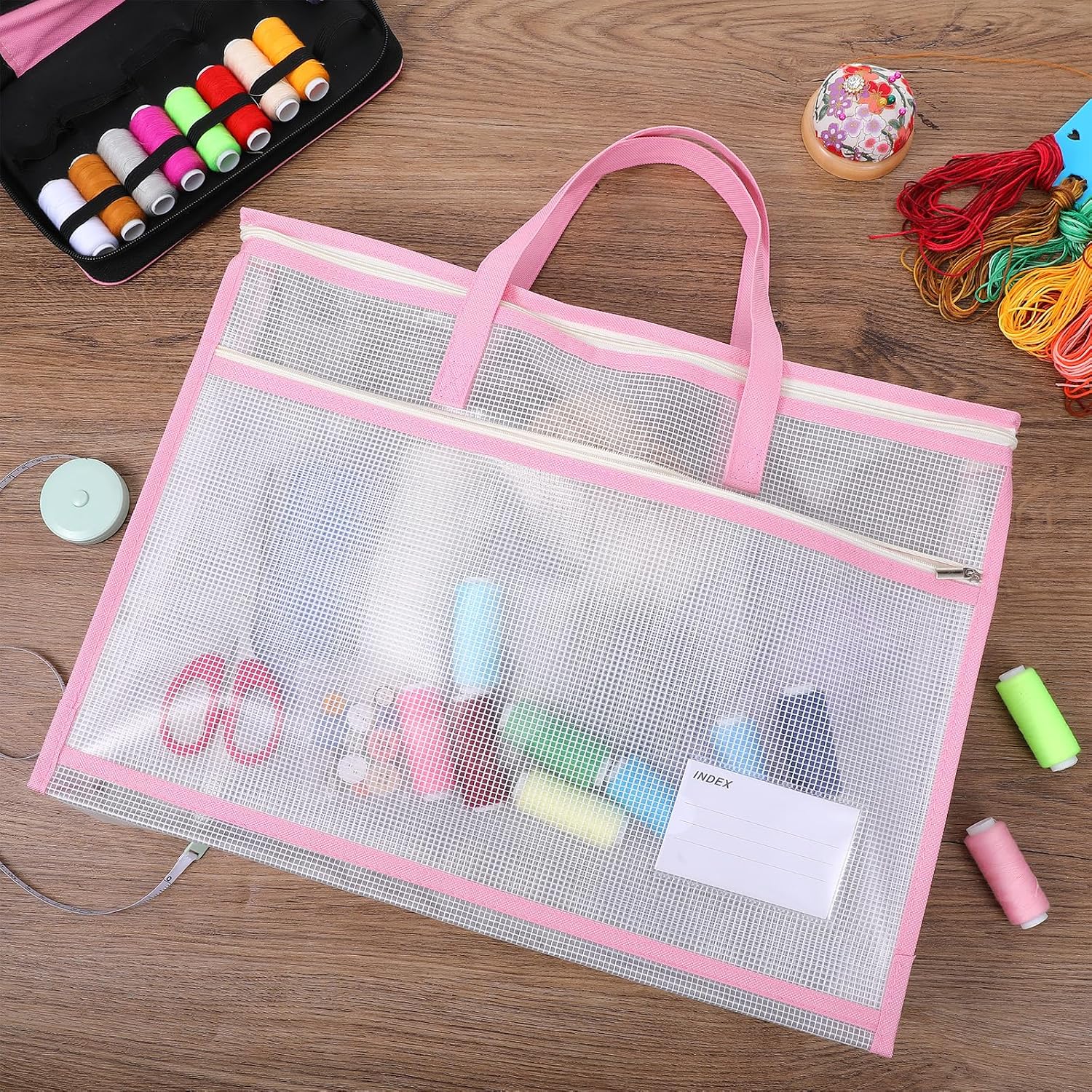 5 Pcs Plastic Sew Project Bags - A3 Needlepoint Project Bag, EVA Organizer