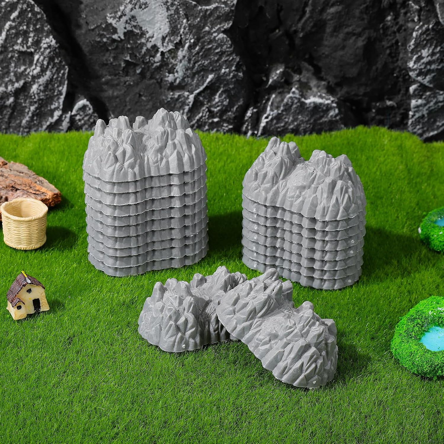 BESTonZON Mini Rockery Model 20Pcs Fake Rock Mountain Mini Landscape Ornament