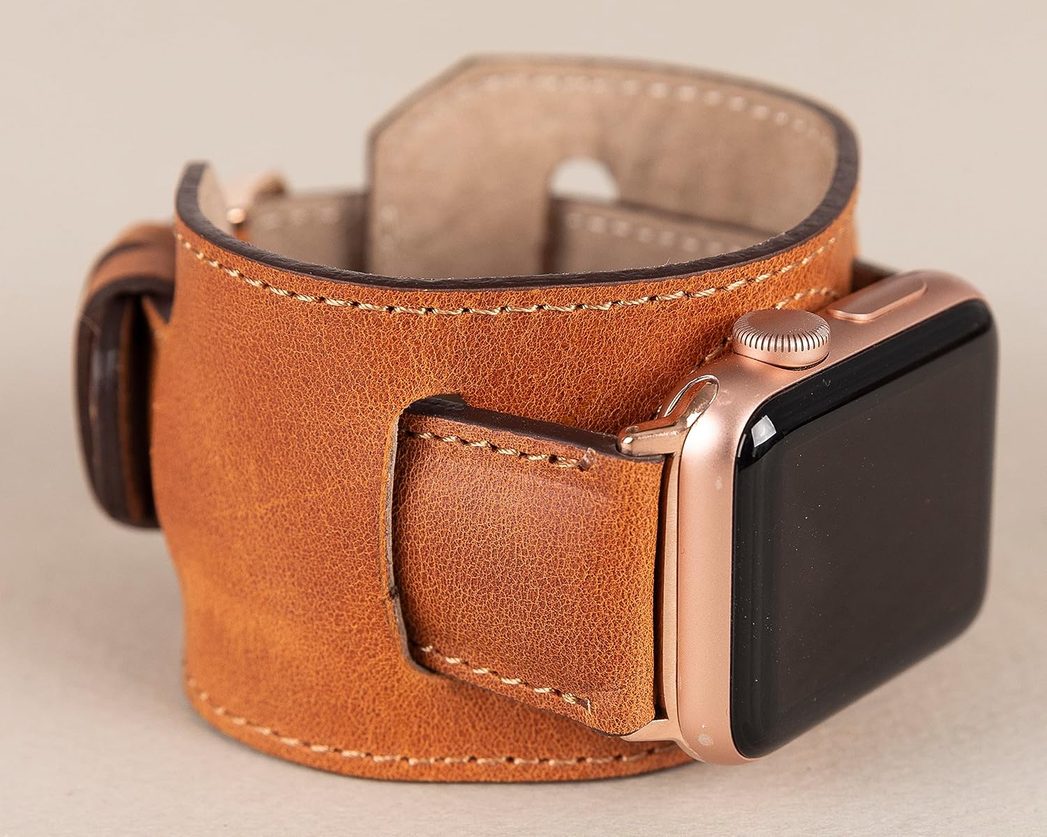 Cuff Leather Bands Compatible with Apple Watch Band 38mm 40mm 41mm 42mm 44mm 45mm 49mm Full Grain Leather Watch Cuff Straps for iWatch Series Ultra/8/7/SE/6/5/4/3/2/1 for Women Watchbands, Gifts for Her