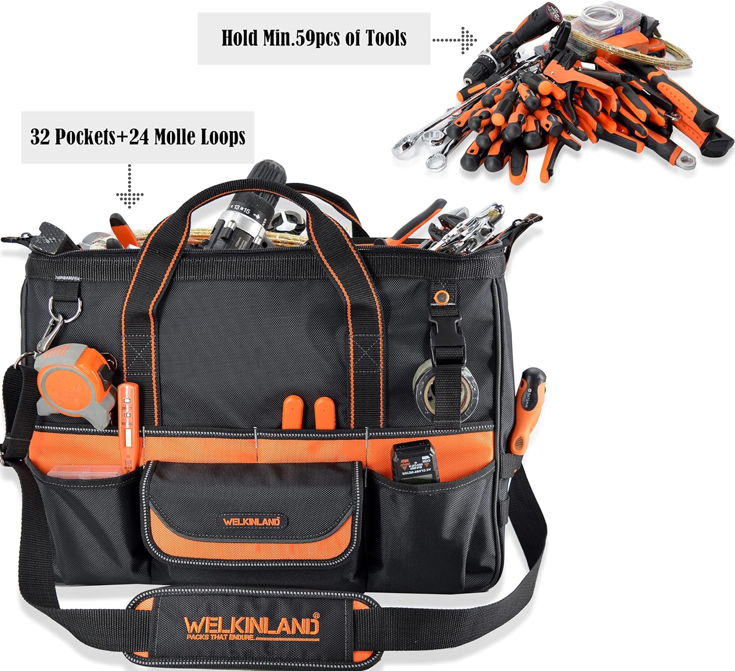 Buy WELKINLAND 20Inch Electrician tool bag, Heavyduty tool bags for