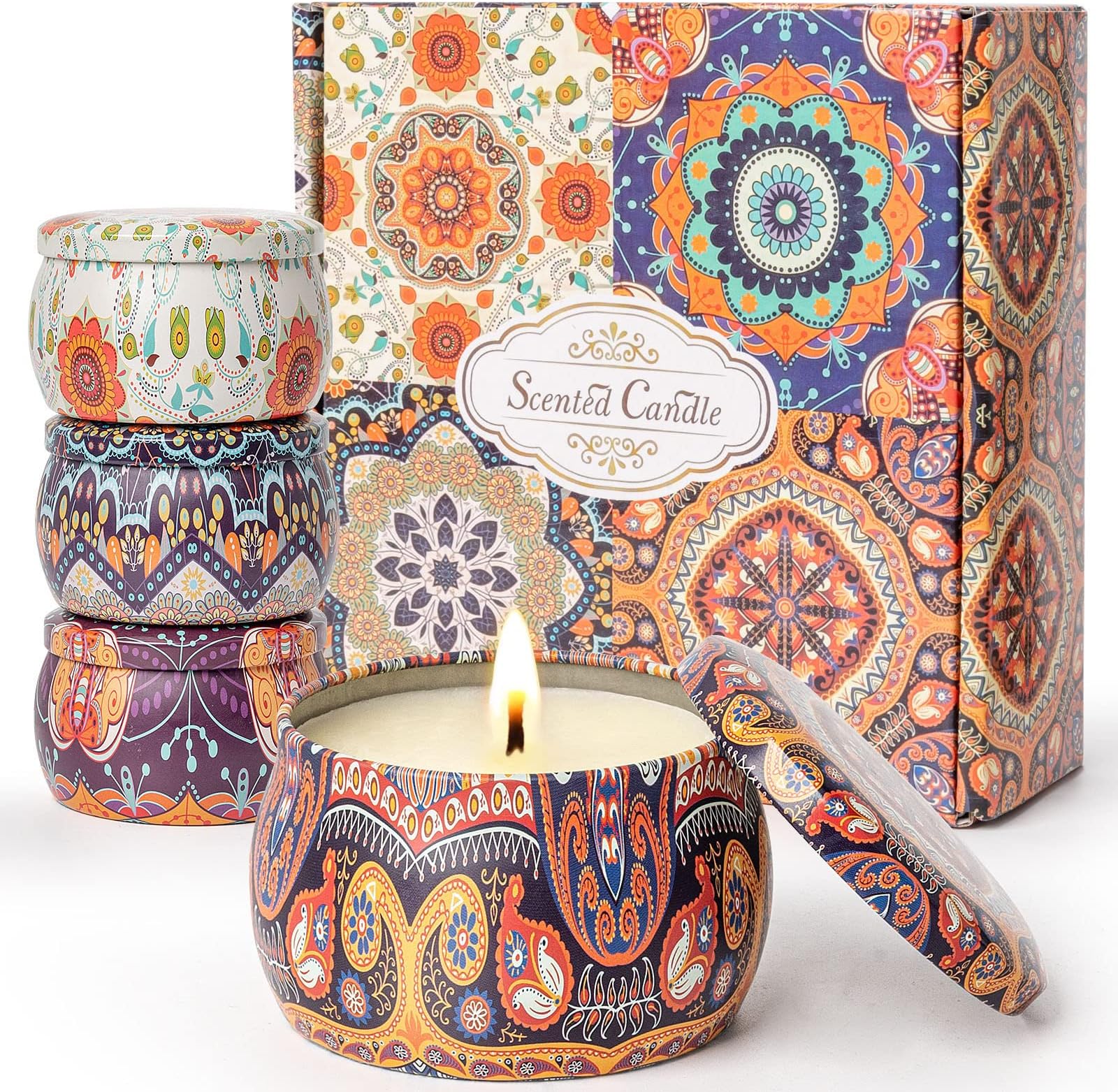 Scented Candles Gifts for Women, 4 Pack 4.4 Oz Soy Wax Candles for Home Scented, 120H Burning Aromatherapy Candles Set with Fragrance, Gift for Birthday, Mother's Day, Valentines, Christmas