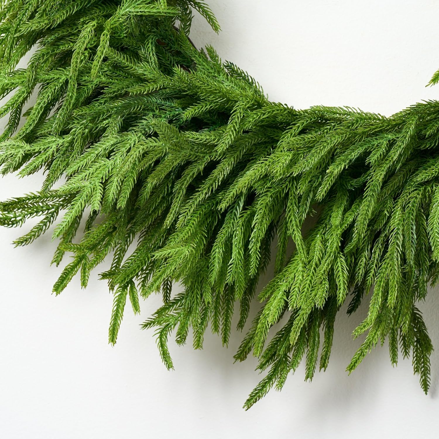 Real Touch Norfolk Pine Christmas Wreath, 30 inches, Green