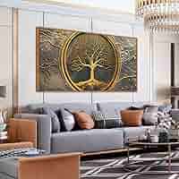 Amazon.com: Tree Pictures Wall Art for Living Room - Gold