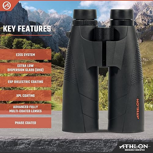 Miniatura 4 de Athlon Optics 15x56 Cronus G2 UHD Black Binoculars with Eye Relief for Adults and Kids, High-Powered Binoculars for Hunting, Birdwatching, and More