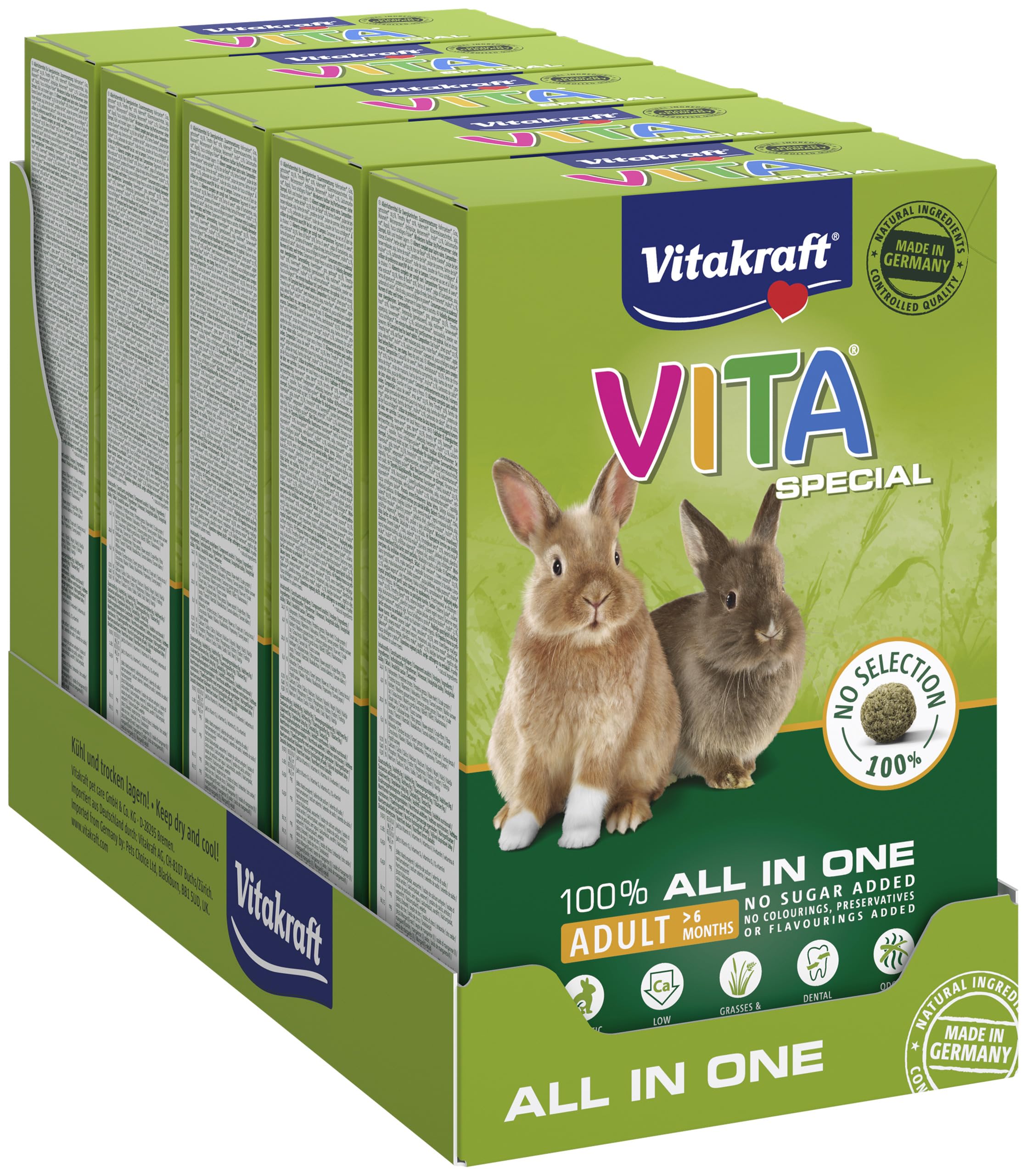 VITAKRAFT- - Nourriture pour Lapin Nain Vita Special - Alimentation Complète pour Lapin Nain - Spécial Anti-Odeurs - Riche en Vitamines Et Minéraux - (1X600G)