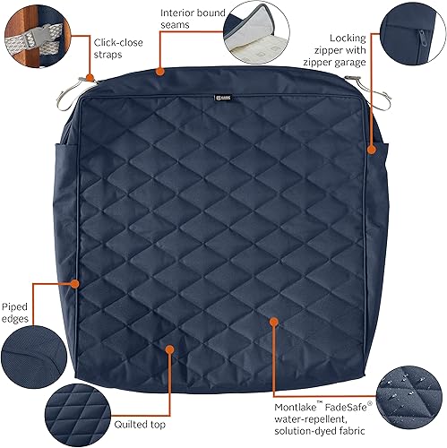 Miniatura 4 de Classic Accessories Montlake FadeSafe FadeSafe - Funda de cojín acolchada para patio, resistente al agua, 25 x 27 x 5 pulgadas, color azul marino
