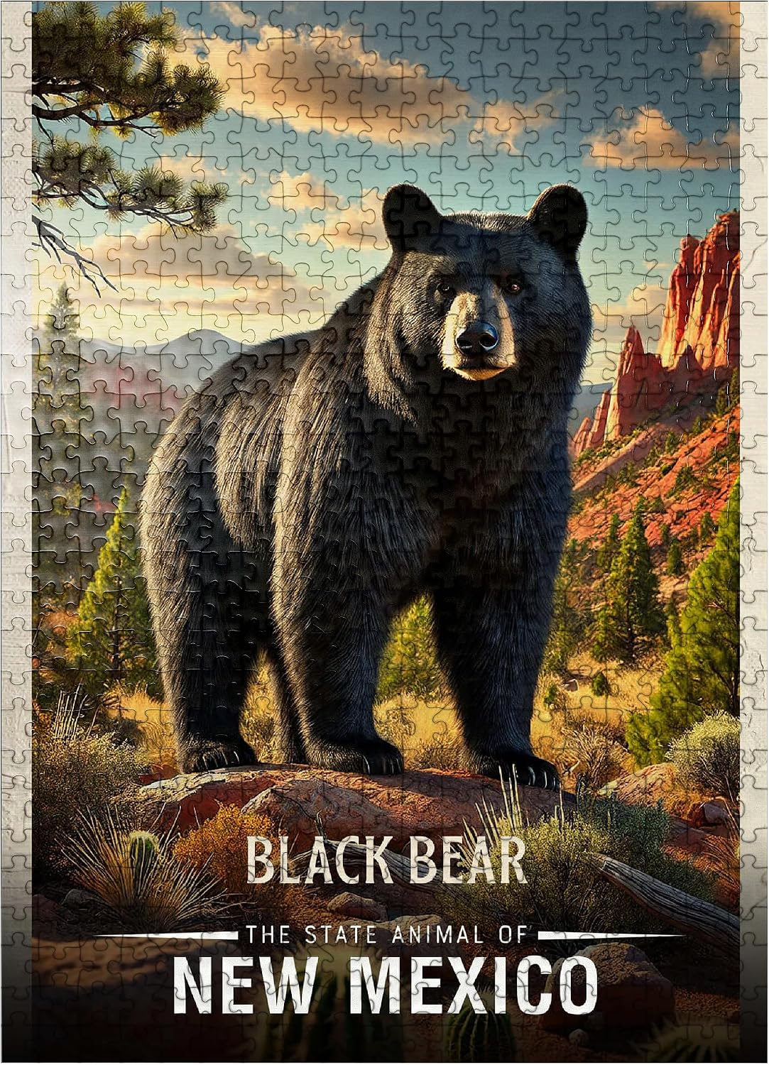 MyPuzzle New Mexico, Black Bear: State Animals Series - Premium 500 Piece Jigsaw Puzzle for Adults