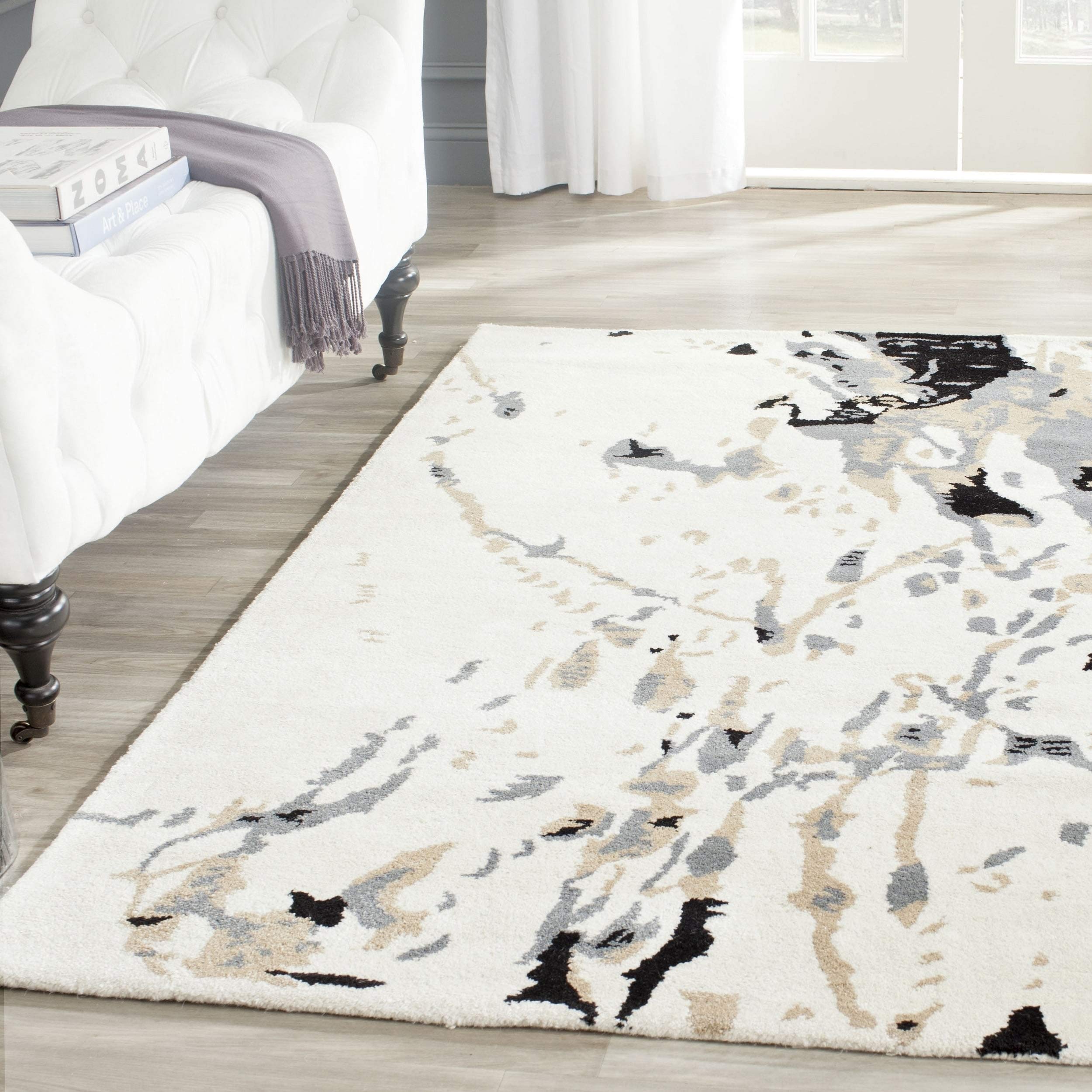 SAFAVIEH Bella Collection 2' x 3' Ivory/Grey BEL117A Handmade Modern Abstract Premium Wool Accent Rug