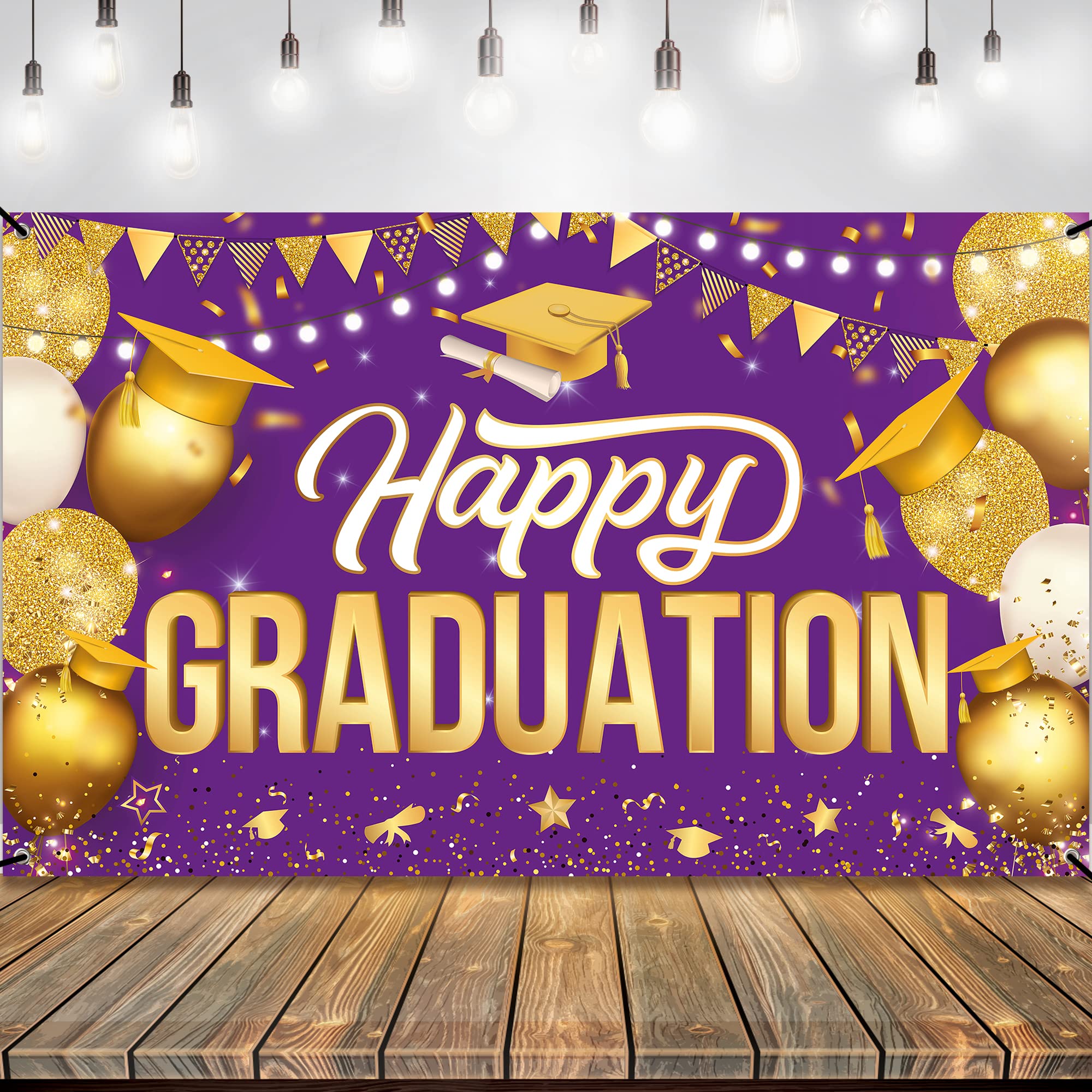 Buy KatchOn, Happy Graduation Banner Purple and Gold XtraLarge, 72x44