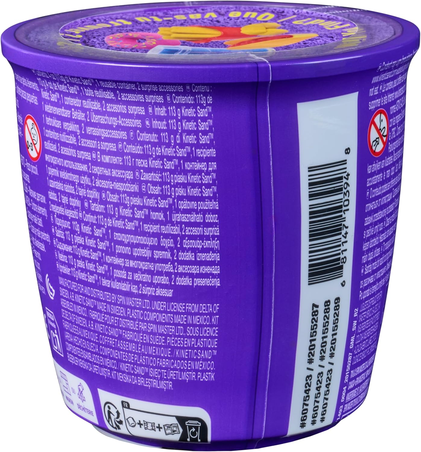 Kinetic Sand - Surprise snacks, with 113 g of coloured sand and two surprise role-play accessories, for creative indoor sand, for children aged 3 and up