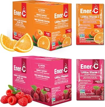 Ener-C Multivitamin Drink Mix - Orange & Raspberry, 60 Count | Vitamin Packets for Water, Electrolytes Powder Packets, Drink Mix, Hydration Liquid Mix, Immune Booster for Adults
