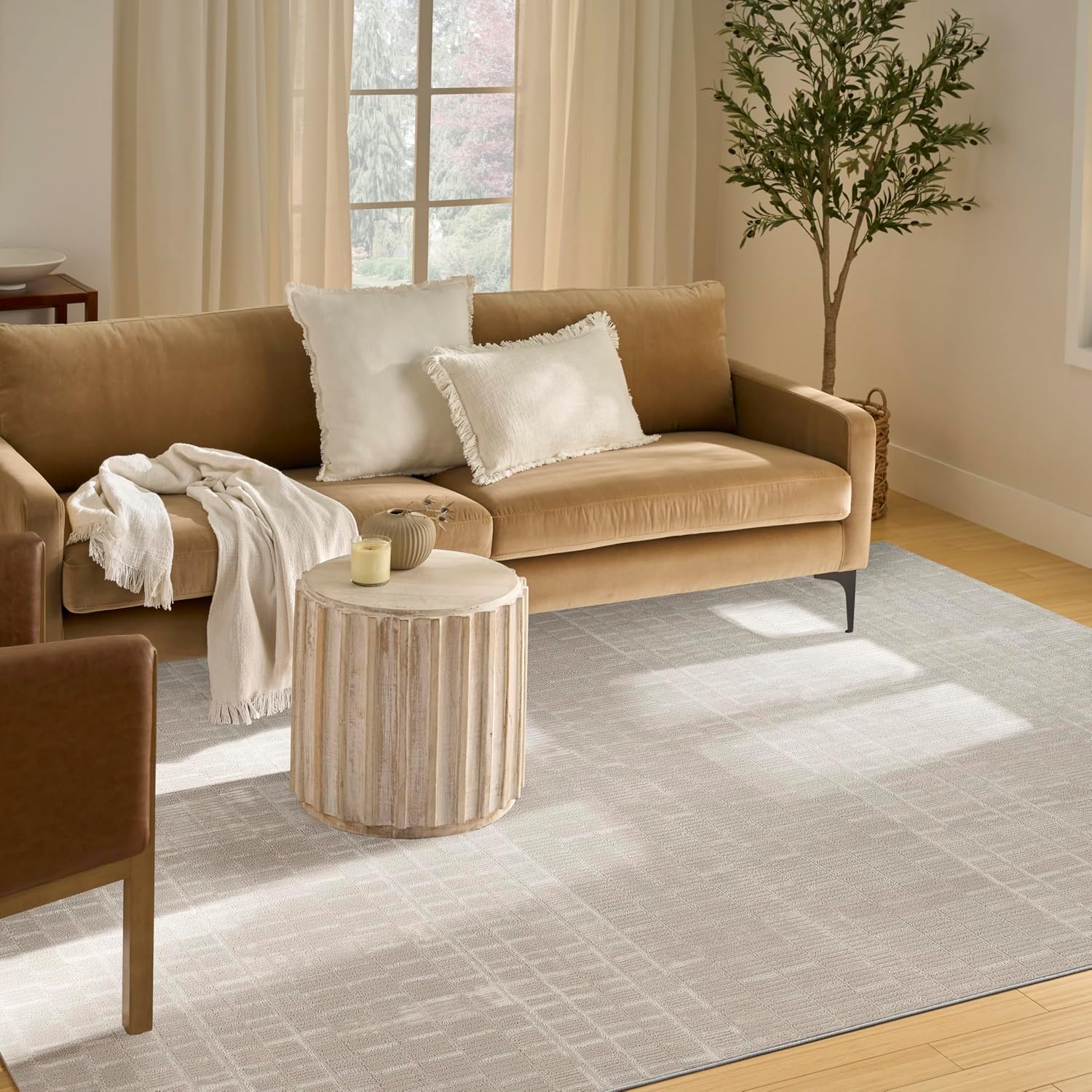 Nourison Nordic Ivory 8' x 10' Scandinavian Area Rug - Easy Clean, Non Shedding, Bed Room, Living Room, Dining Room, Kitchen (8' x 10')