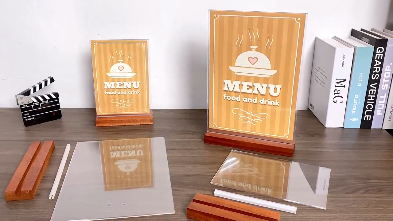 Porte-affiches A5 URBantin - Lot De 4 Avec Base PU - Pour Menus, Infos, Restaurants, Bureaux