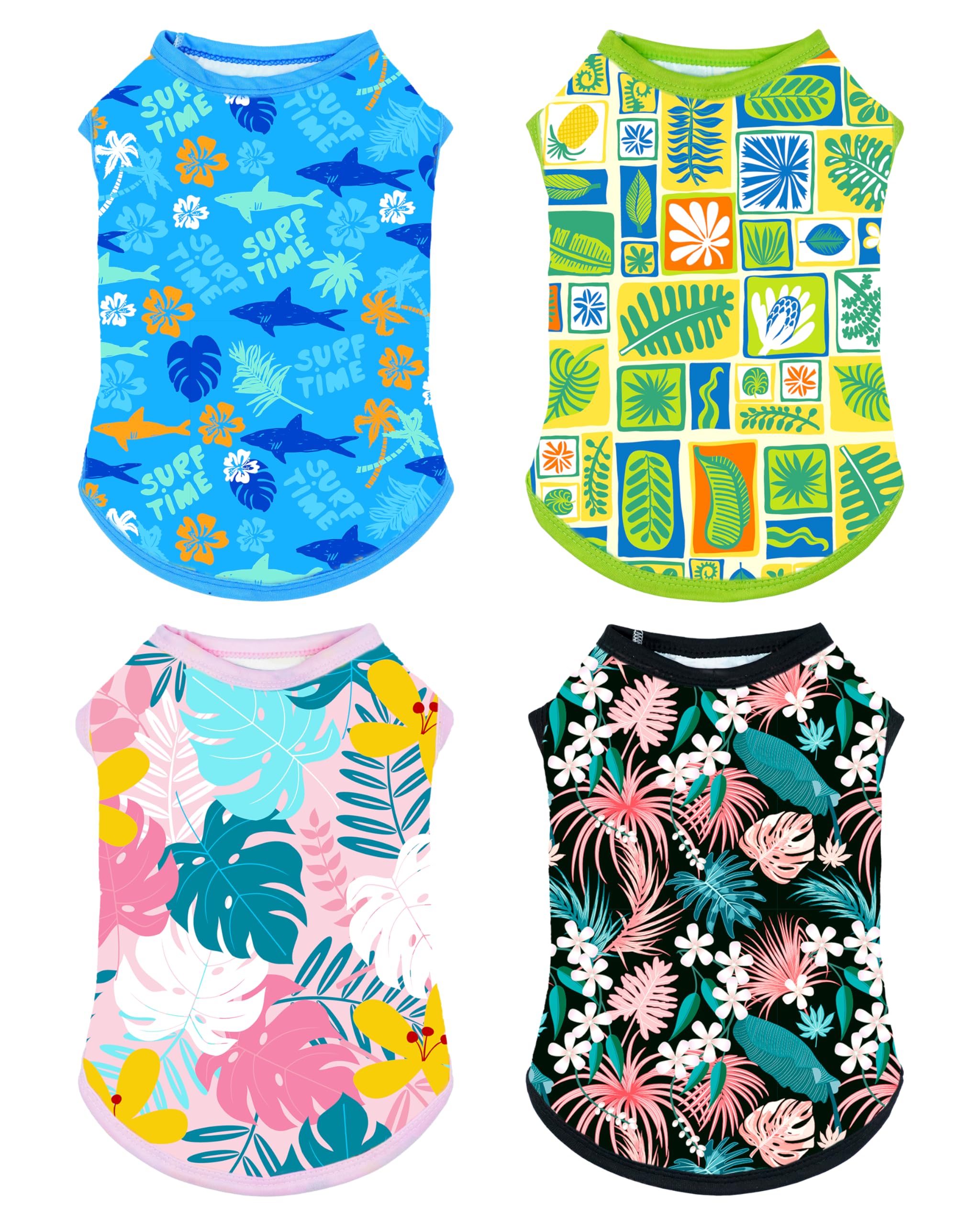 Pet Show Lot de 4 Chemises hawaïennes pour Chiens de Taille Moyenne et Grande – Protection UV UPF 50+ – Vêtements d'été Cool – T-Shirts à Motif Floral pour Animaux de Compagnie, fête pour Animaux de