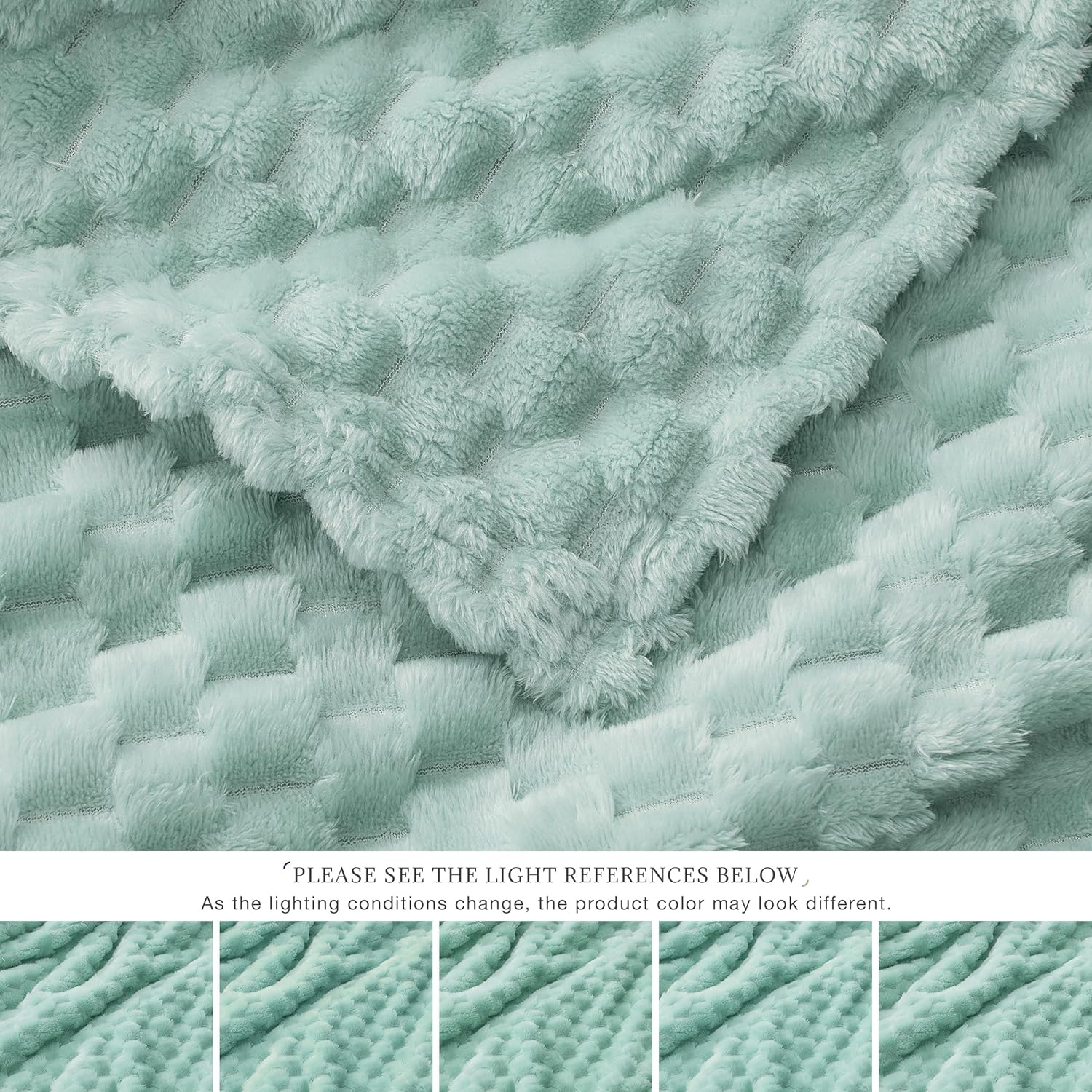 EXQ Home Fleece Throw Blanket for Couch or Bed - 3D Imitation Turtle Shell Jacquard Decorative Blankets - Cozy Soft Lightweight Fuzzy Flannel Blanket Suitable for All Seasons(50"×60",Cyan-Blue) - Image 6