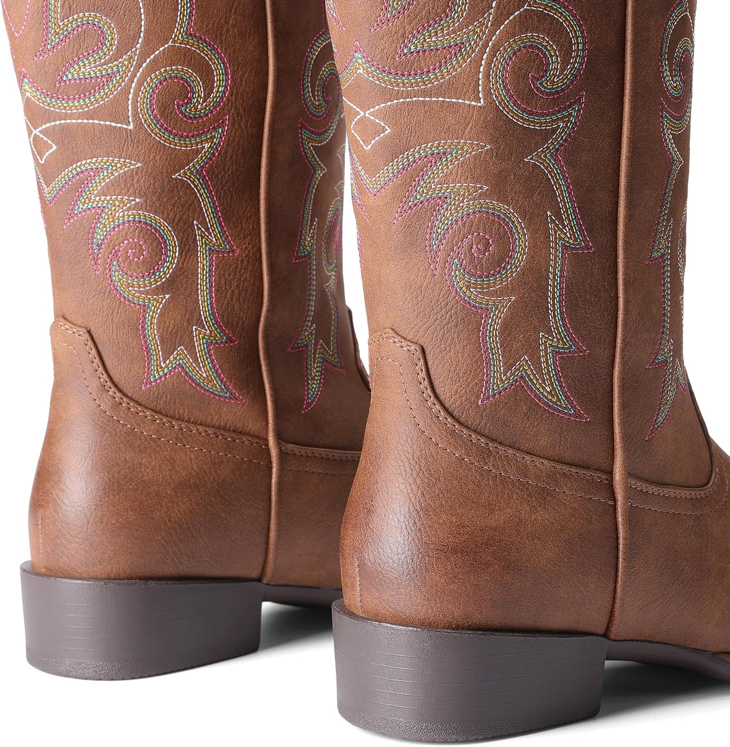 DREAM PAIRS Women's Cowboy Cowgirl Boots Embroidered Square Toe Mid Calf Western Boots Fashion Dress Chunky Low Heel Shoes for Theme Party Country Concert - Image 7