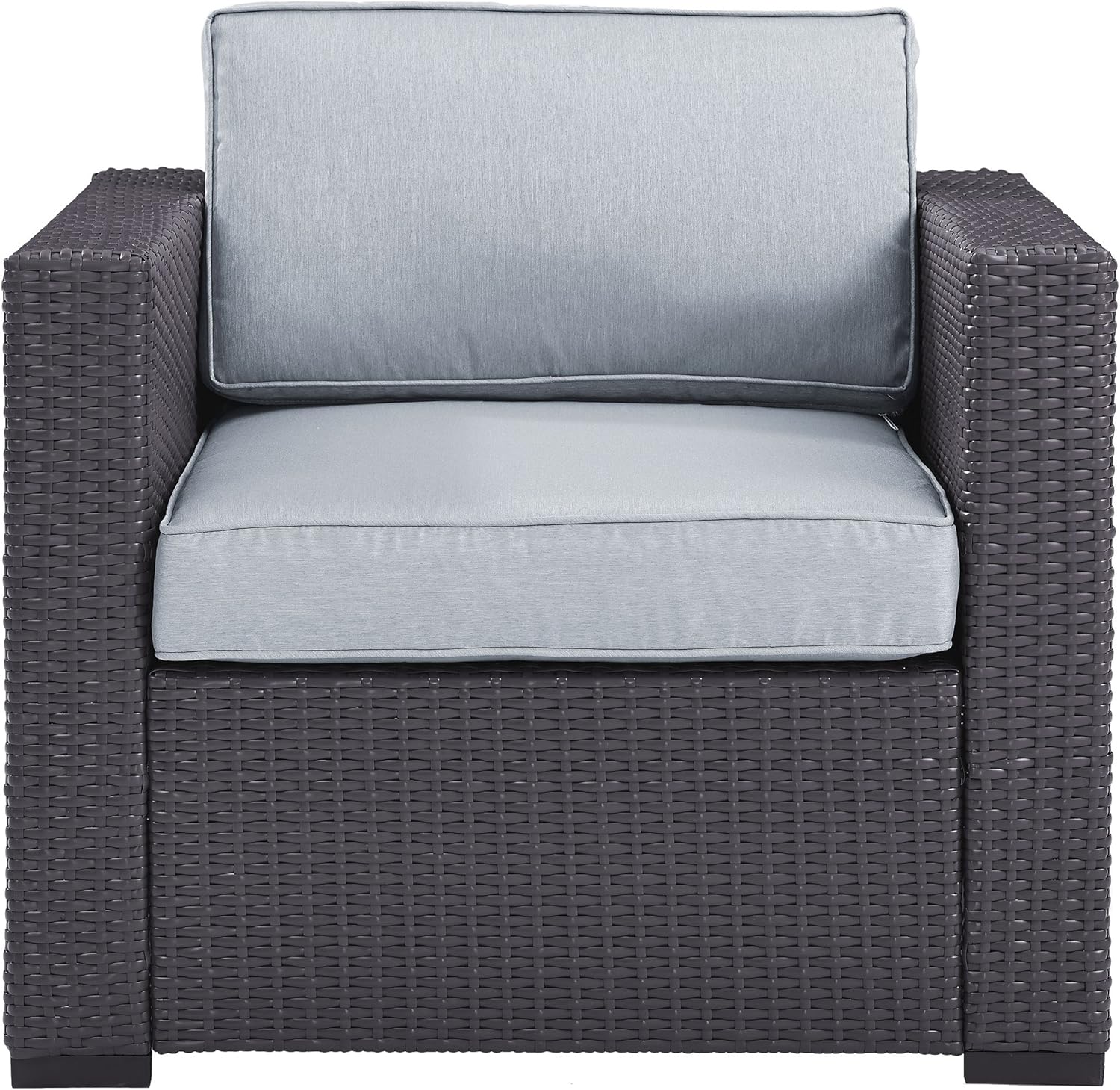 Crosley Furniture Biscayne Outdoor Chair, Wicker Patio Chairs for Porch, Deck, Balcony, Backyard, Brown with Mist Cushions