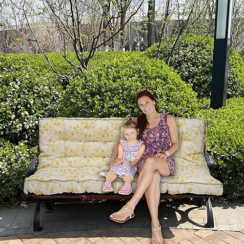 Miniatura 9 de Zacammy Cojines de asiento de repuesto para columpio, cojín de banco de 2 a 3 plazas para muebles de exterior con respaldo, cojines de asiento