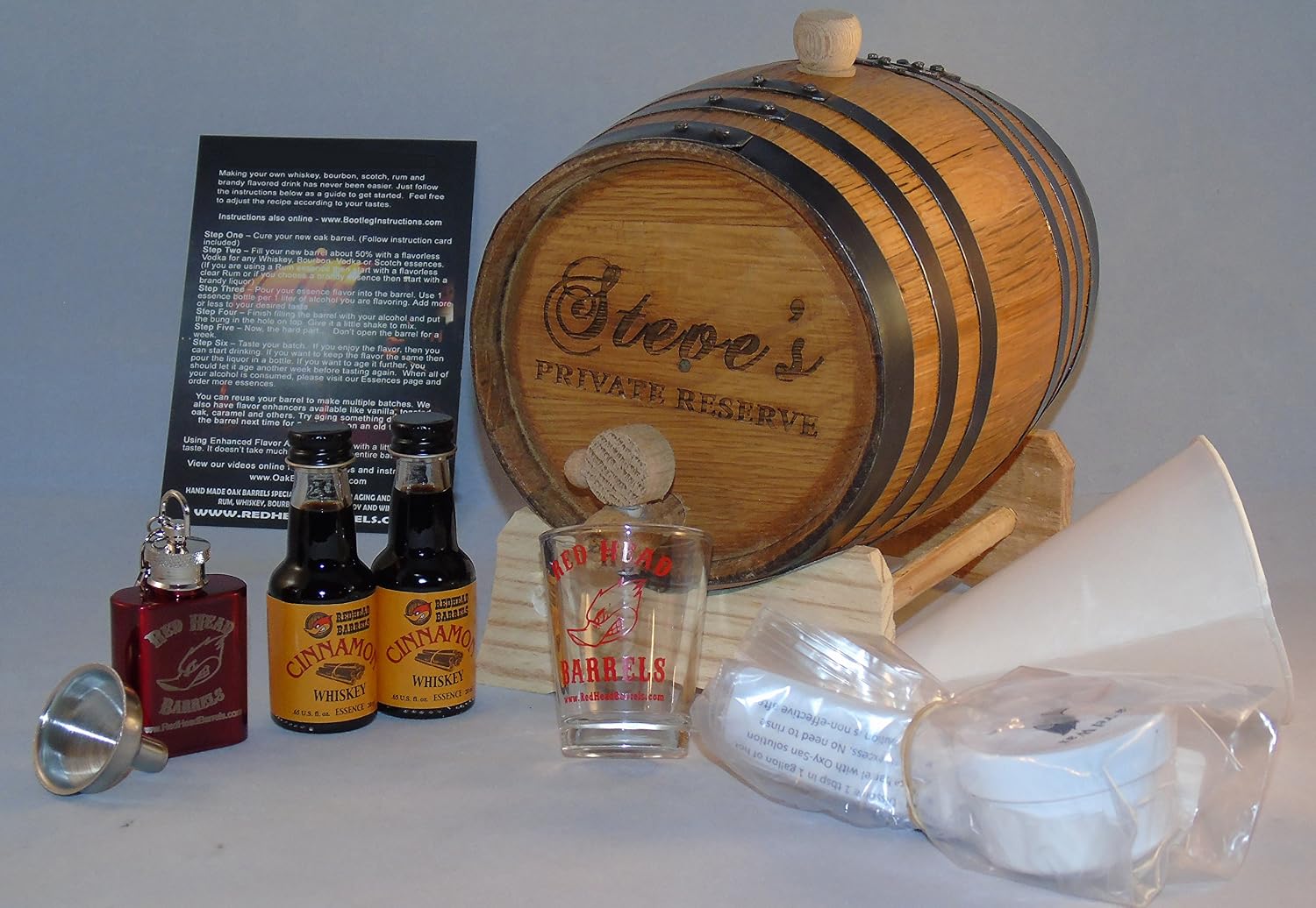 2 Liter Custom Engraved American White Oak Flavoring Gift Set (Cinnamon Whiskey)