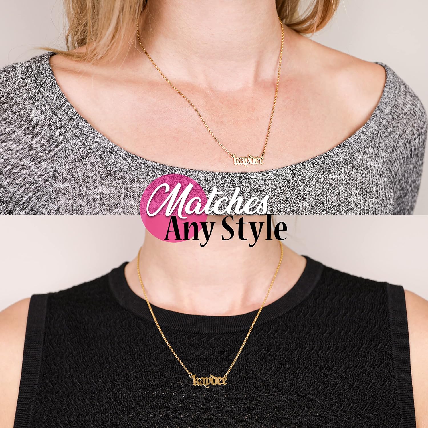 Sorority Shop Chi Omega Necklace — CO Old English Font Design, 18K Gold Plated, Chi Omega Gifts for Women - Image 3