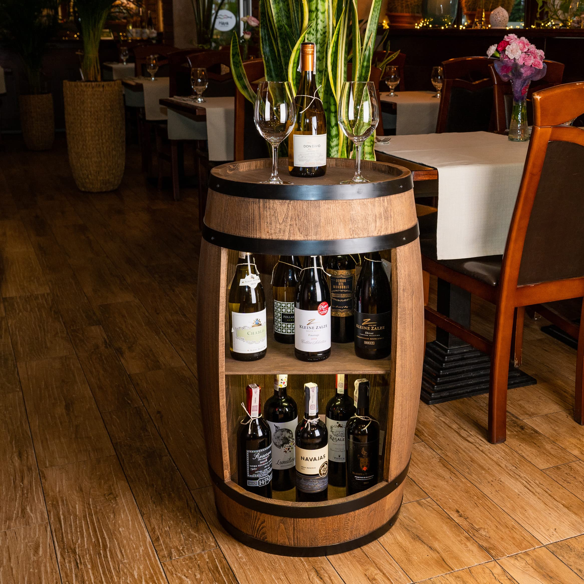Tonneau En Bois Decoration - Armoire Bar Meuble Rangement Bouteille Alcool - Casier à Vin,Whisky, Bière et Boissons Pour Salon - Organisateur d'Armoires d'Alcool - 80 cm De Haut (Wenge)