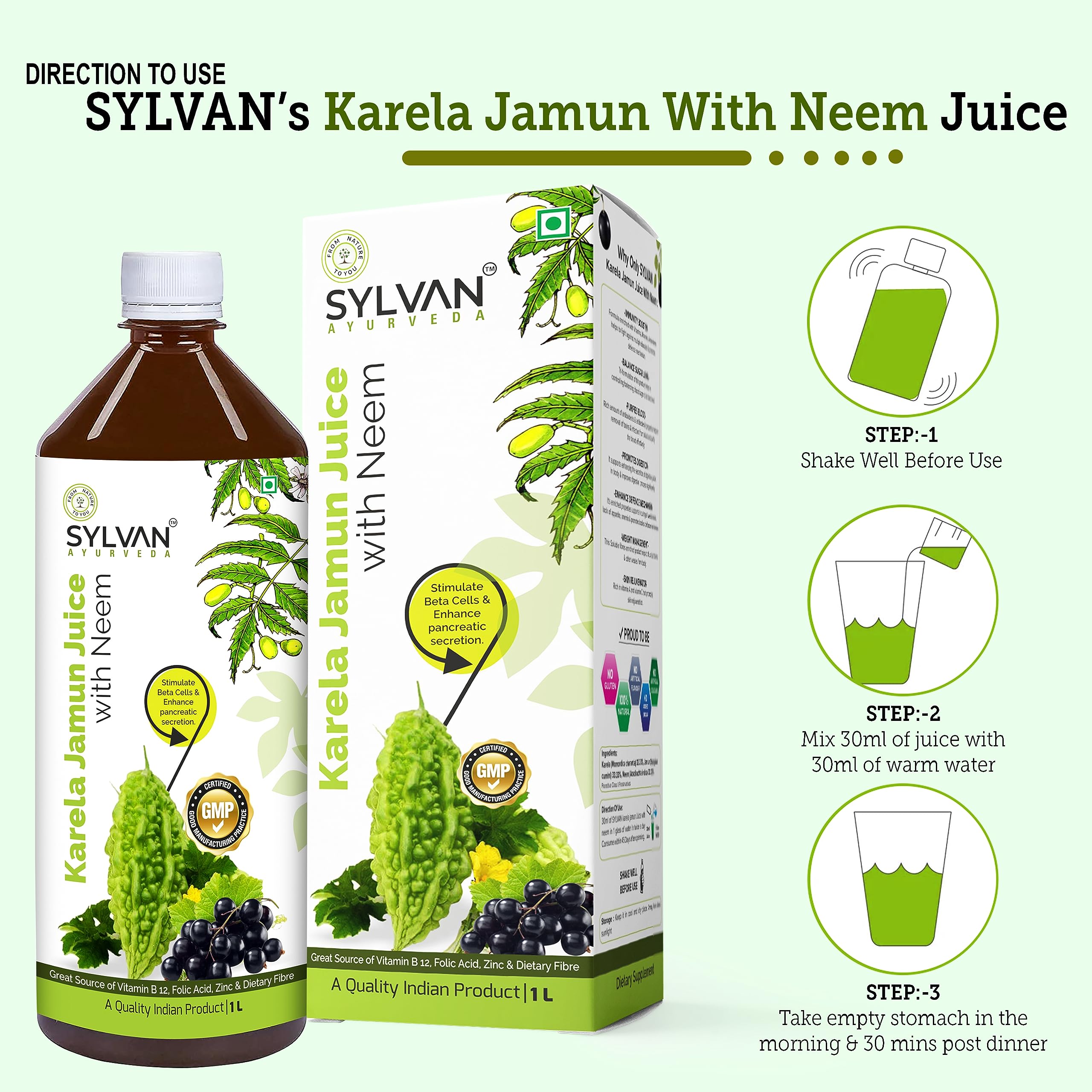 Sylvan Karela Jamun Juice Set | Helps Control Blood Sugar Level and Lower Bad Cholesterol | Diabetic Care (2L) 2