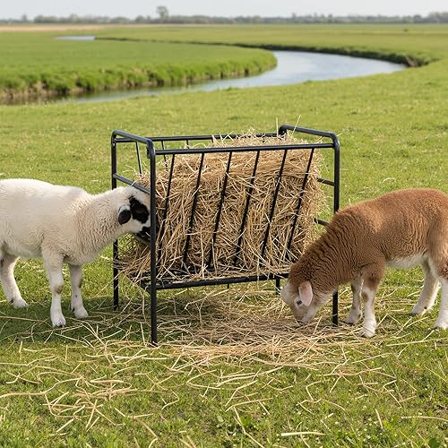 Mini Horse Hay Feeder - Heavy Duty Metal Hay Rack, 35 Gallon Livestock Pasture Feeder, Durable Iron Frame, Outdoor Durable Farm Feeding Equipment for Goats, Sheep, and Ponies
