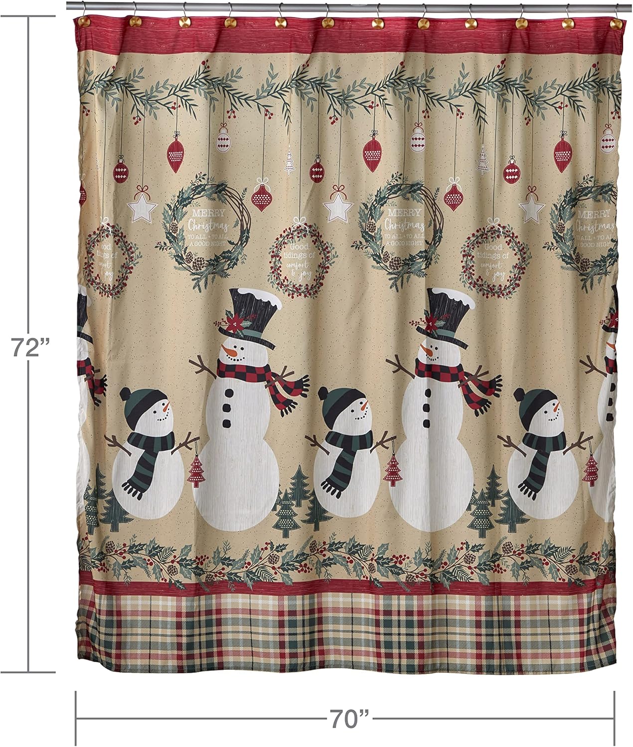 SKL Home Christmas/Winter Rustic Plaid Snowman Shower Curtain, Multi