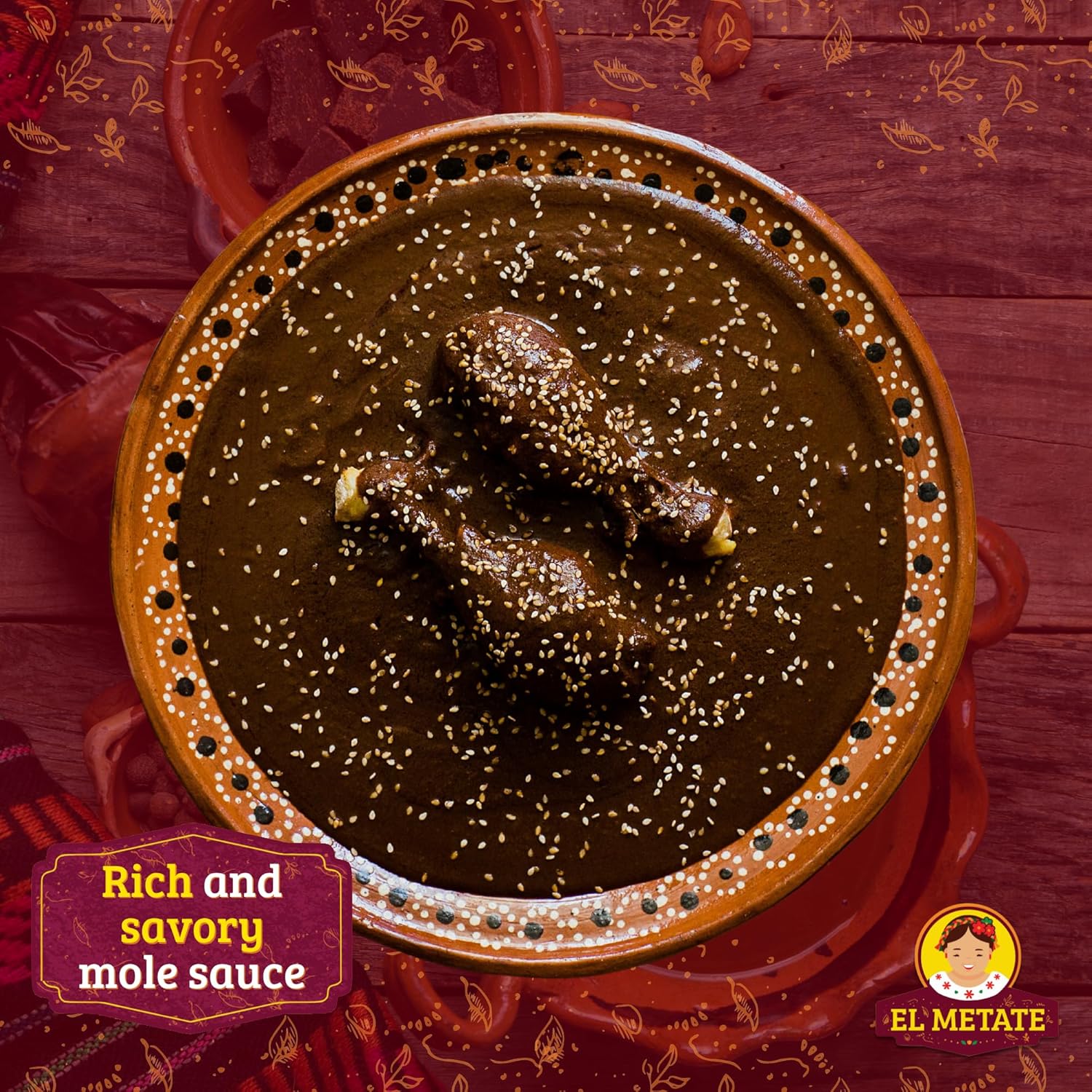 El Metate - Mole Negro Oaxaqueño - Authentic Oaxacan Black Mole Sauce - 17.63 Oz (5)