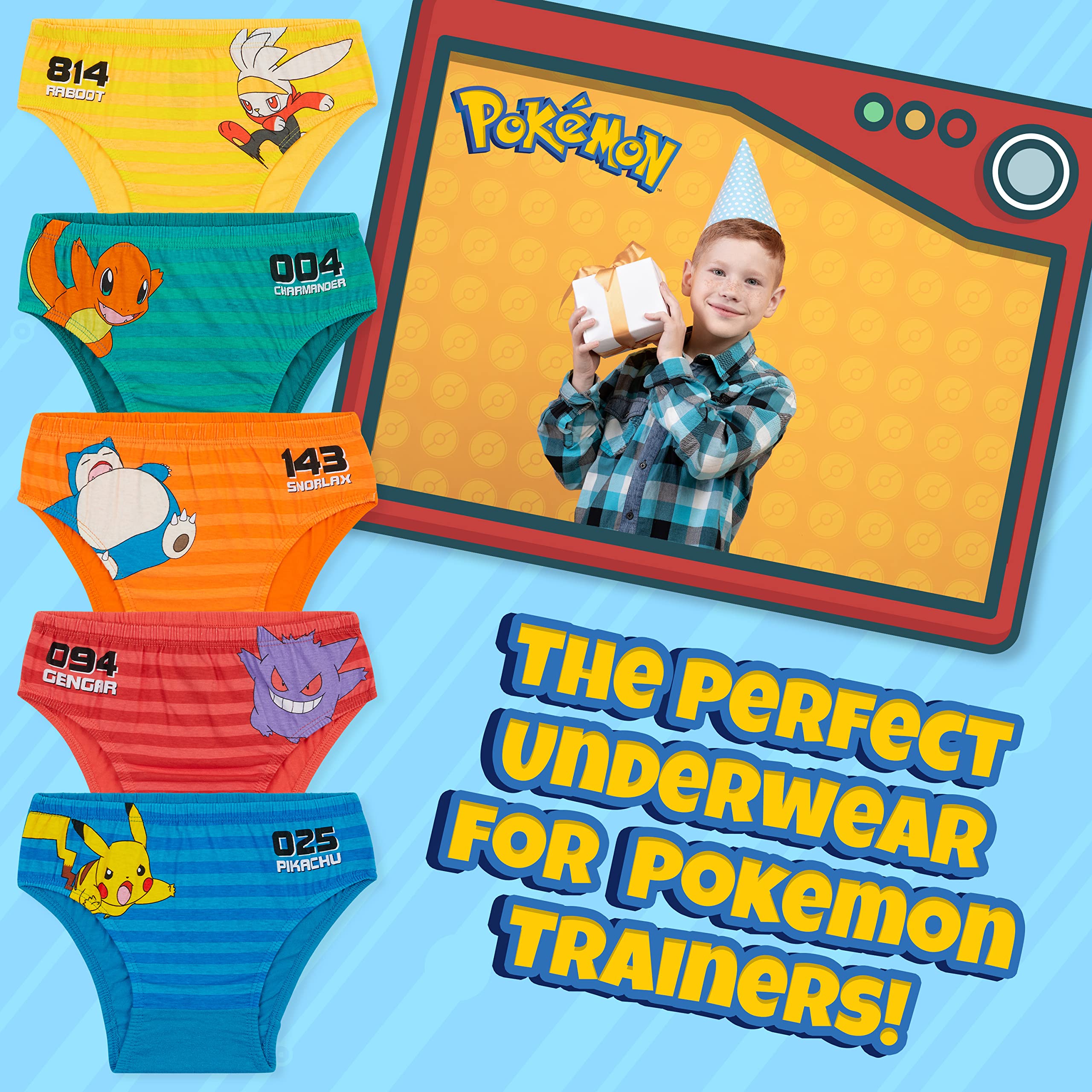 Pokémon Calzoncillos de Algodón, Ropa Interior para Niños, Pack de 5