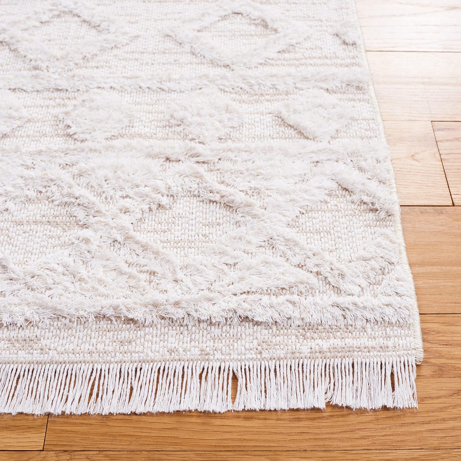 SAFAVIEH Augustine Collection Runner Rug - 2' x 7', Ivory, Moroccan Boho Fringe Cotton Scandinavian Design, Ideal for The Living Room, Bedroom, Dining Room (AGT758A-27)