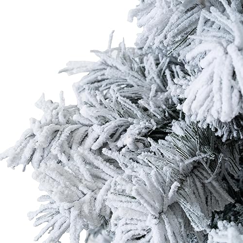 Miniatura 6 de Naomi Home Árbol de Navidad nevado de 6.5 pies con luces, árbol de Navidad esmerilado realista preiluminado con 626 puntas de rama, 400 luces