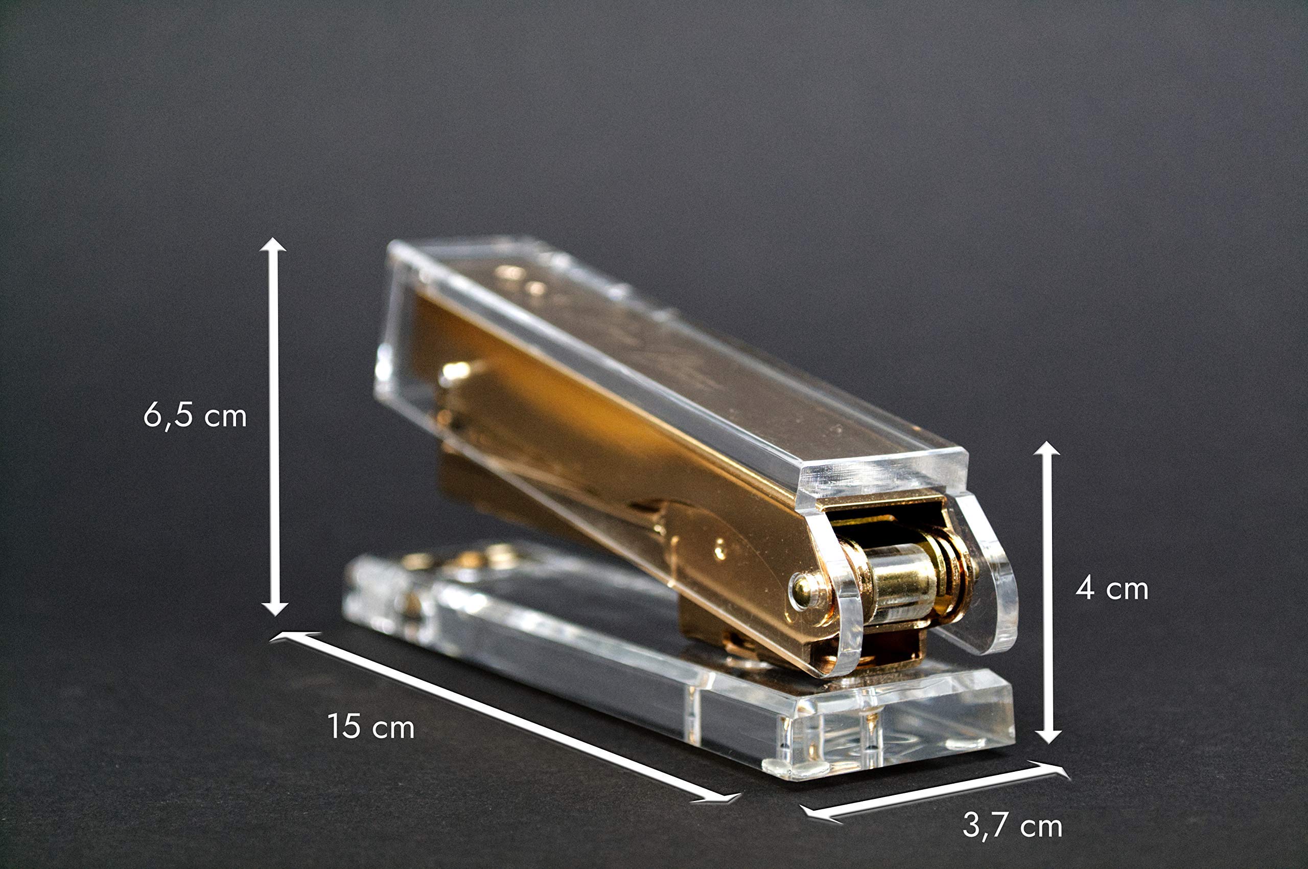 Grapadora de acrílico transparente y metal dorado, grapadora para grapas 24/6, grapa 25 hojas