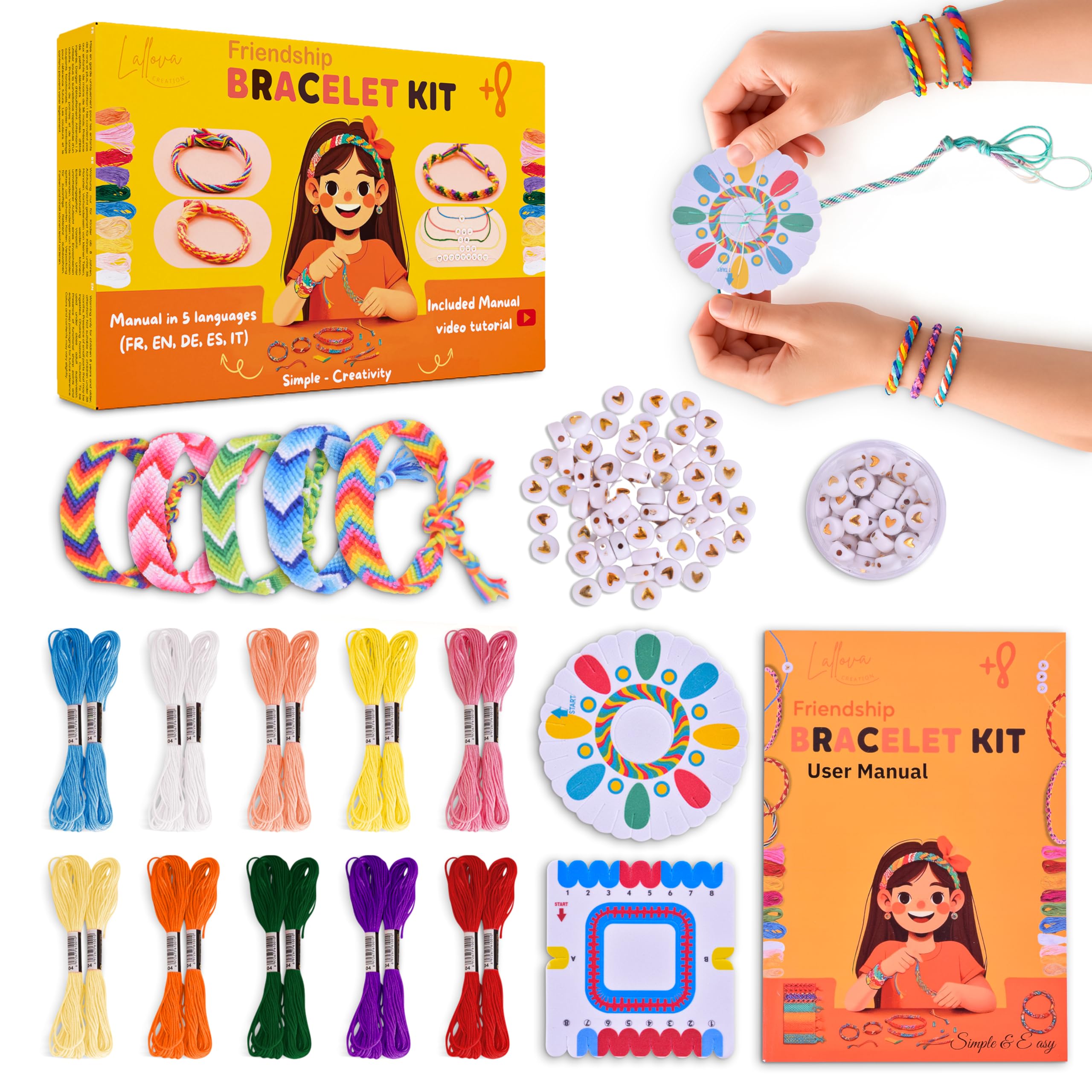 Set Braccialetti Kit Bambina per Crea – Braccialetti Kit Bambina Fai da Te | Regalo Bambino 10 Anni | Kits per la realizzazione di Bracciale dell'amicizia - Bracciale Amicizia DIY