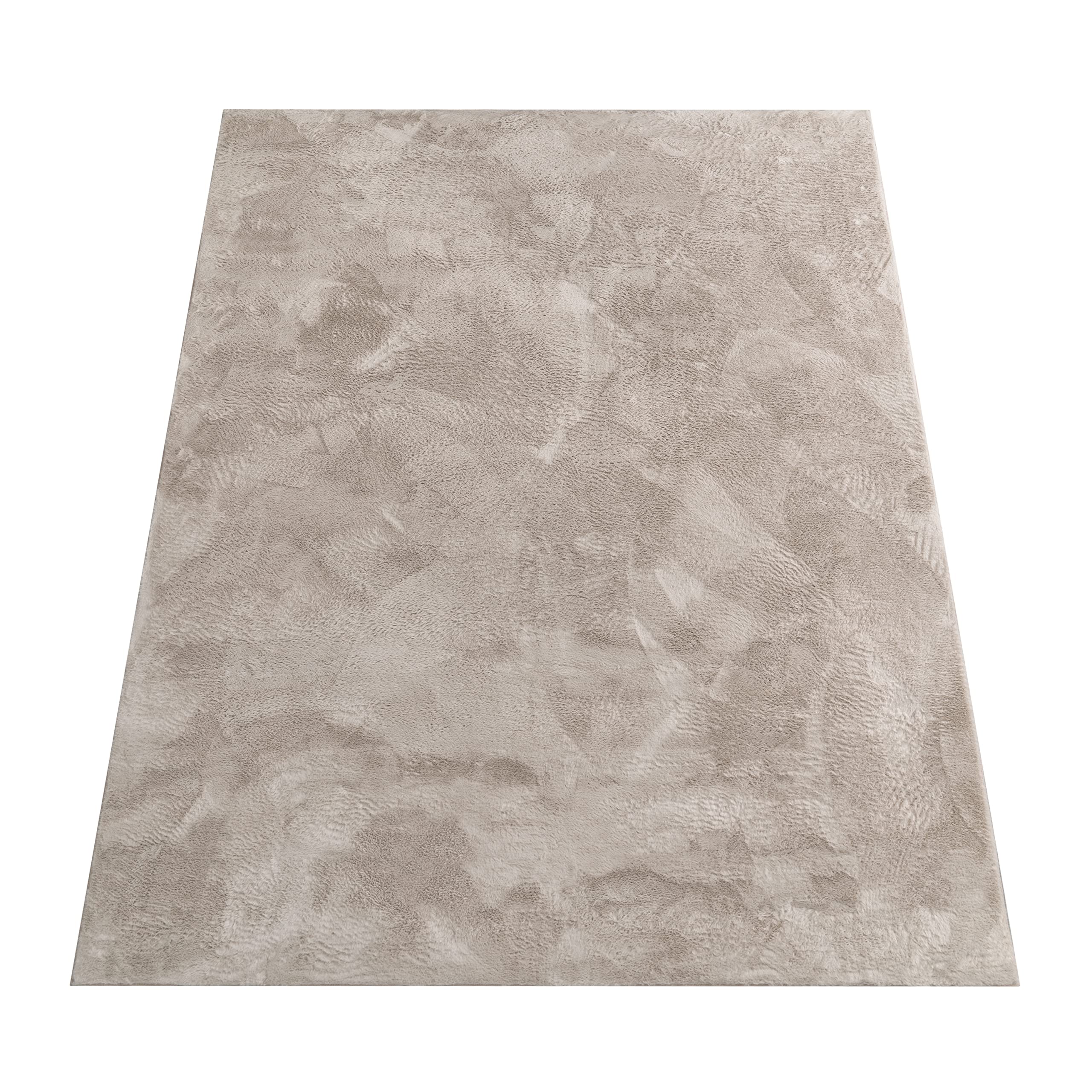 Paco Home Tapis Salon Chambre Adulte Poil Long Shaggy Moelleux Pelucheux Beige, Dimension:140x200 cm