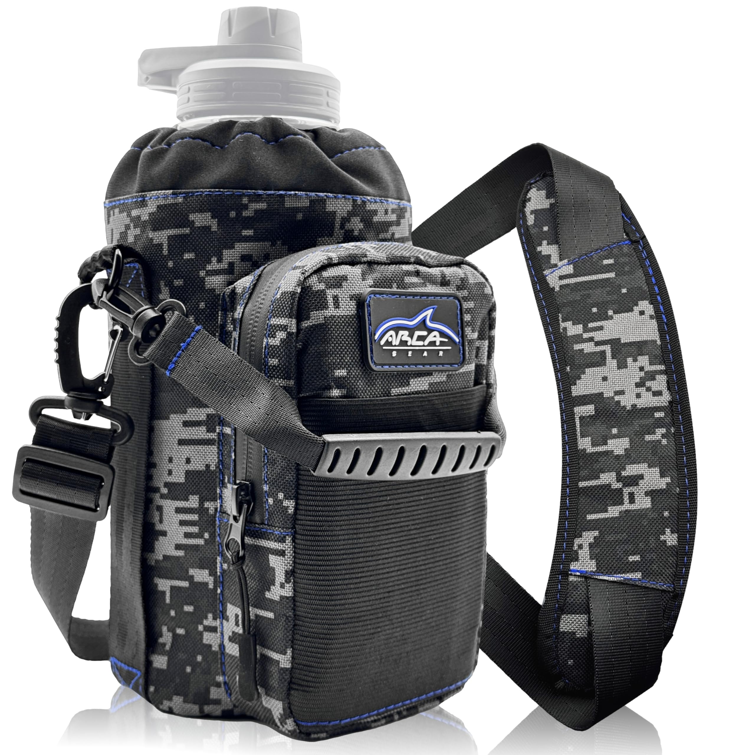 Arca Gear 64 OZ Hydro Carrier Large - Insulated Water Bottle Sling w/Carry Handle, Shoulder Strap, Wallet and Two Pouches - The Perfect Flask